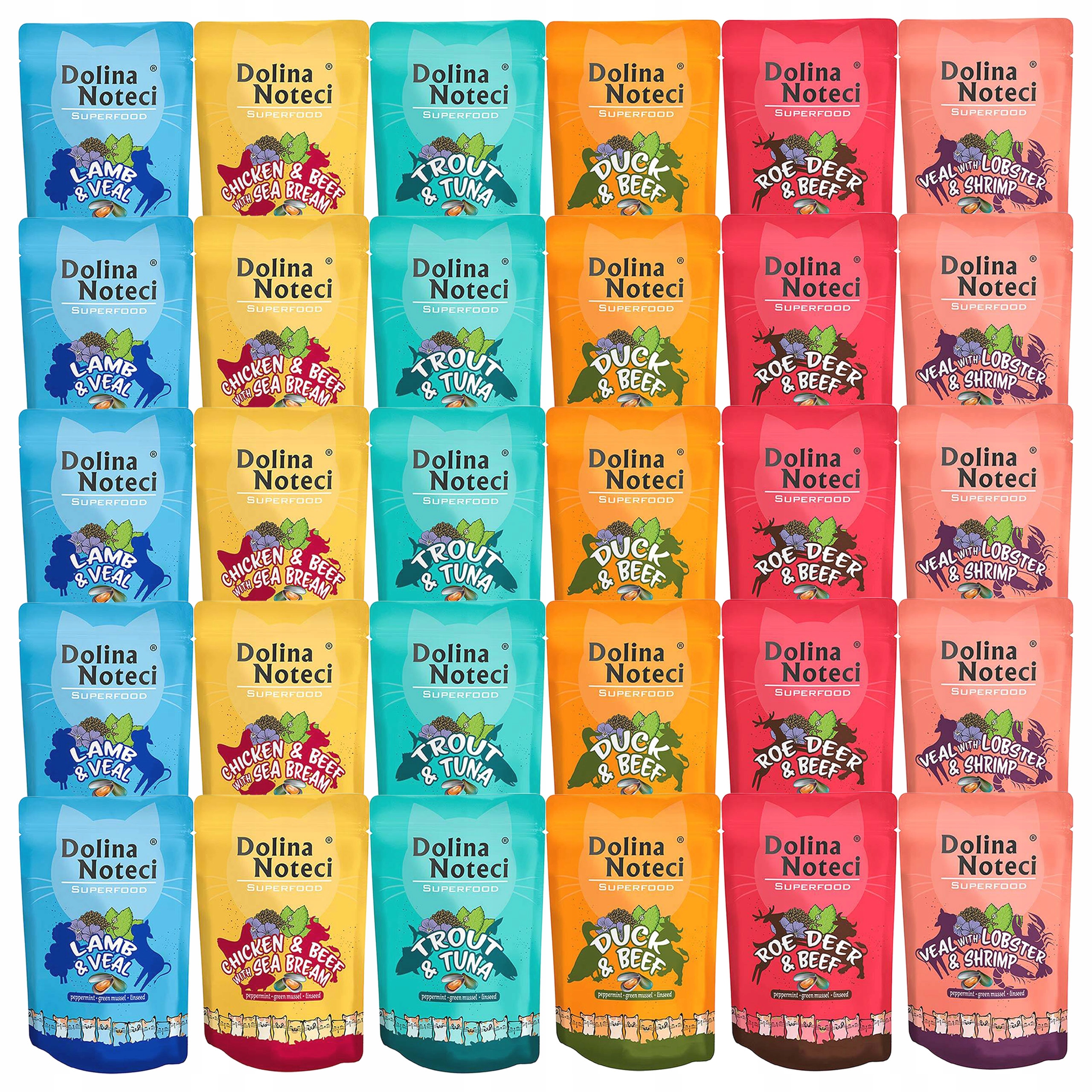 Levně Dolina Noteci Superfood krmivo pro kočky pro kočky mix chutí 30 x 85 g bez obilovin