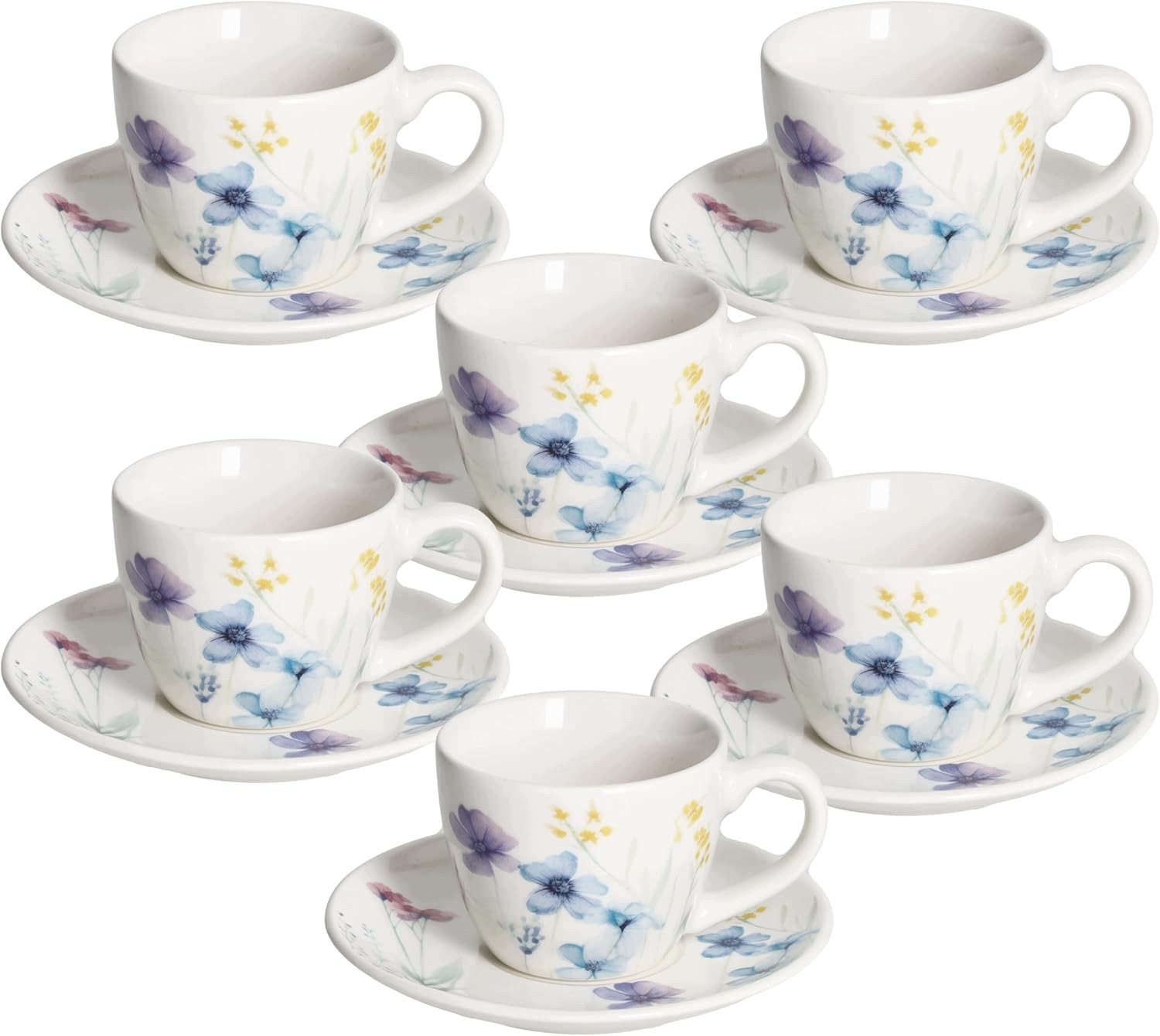 Tognana Florenne 6 Šálků Na Kávu New Bone China Květinový Vzor