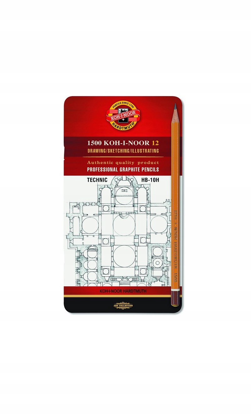 OŁÓWKI KOH-I-NOOR ZESTAW HB-10H DO RYSOWANIA