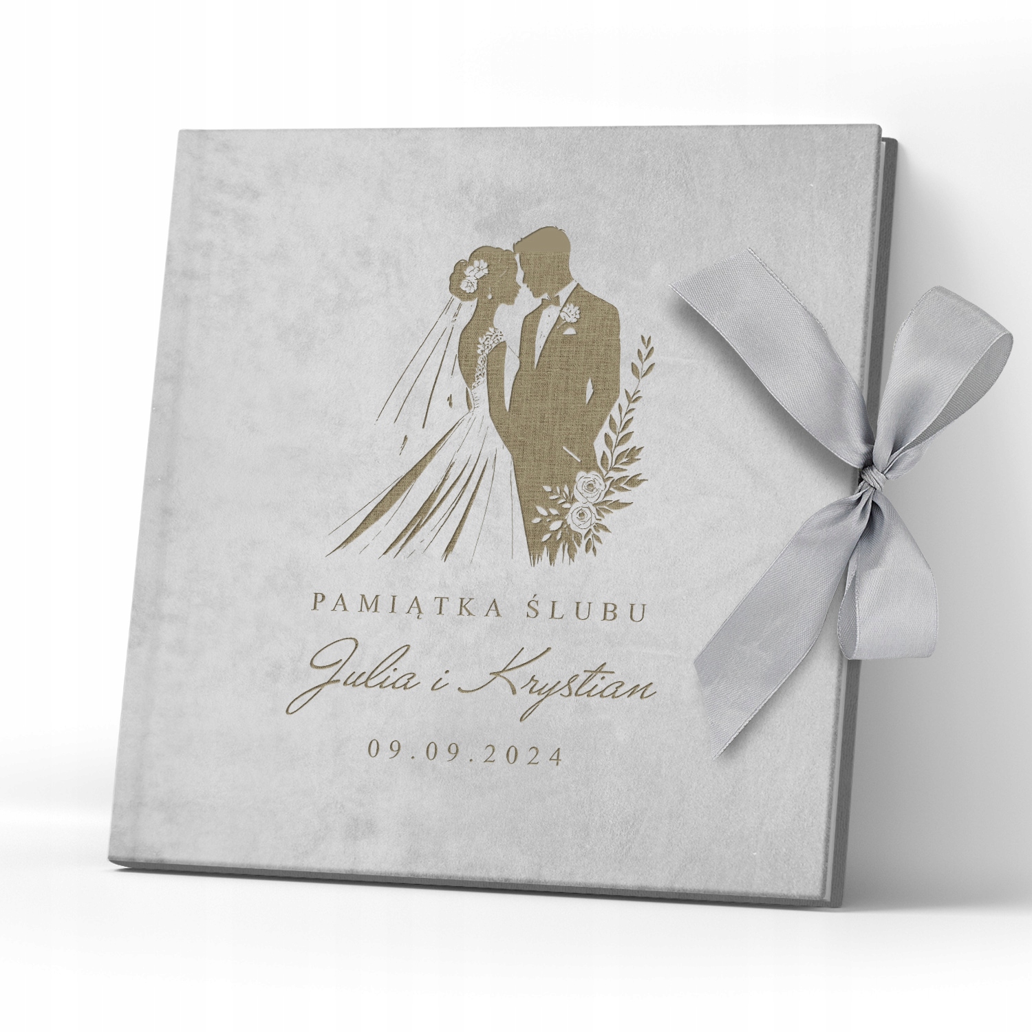Album na Zdjęcia z Grawerem Welurowy Pamiątka Ślubu dla Młodej Pary