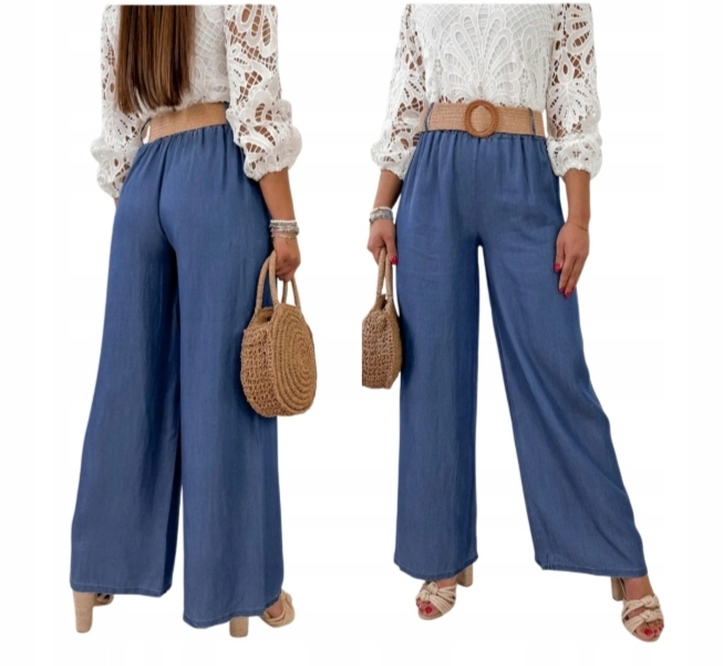 Spodnie Letnie, lato Imitacja Jeans na gumce,Pasek lekkie,Uni pasuje M,L,XL