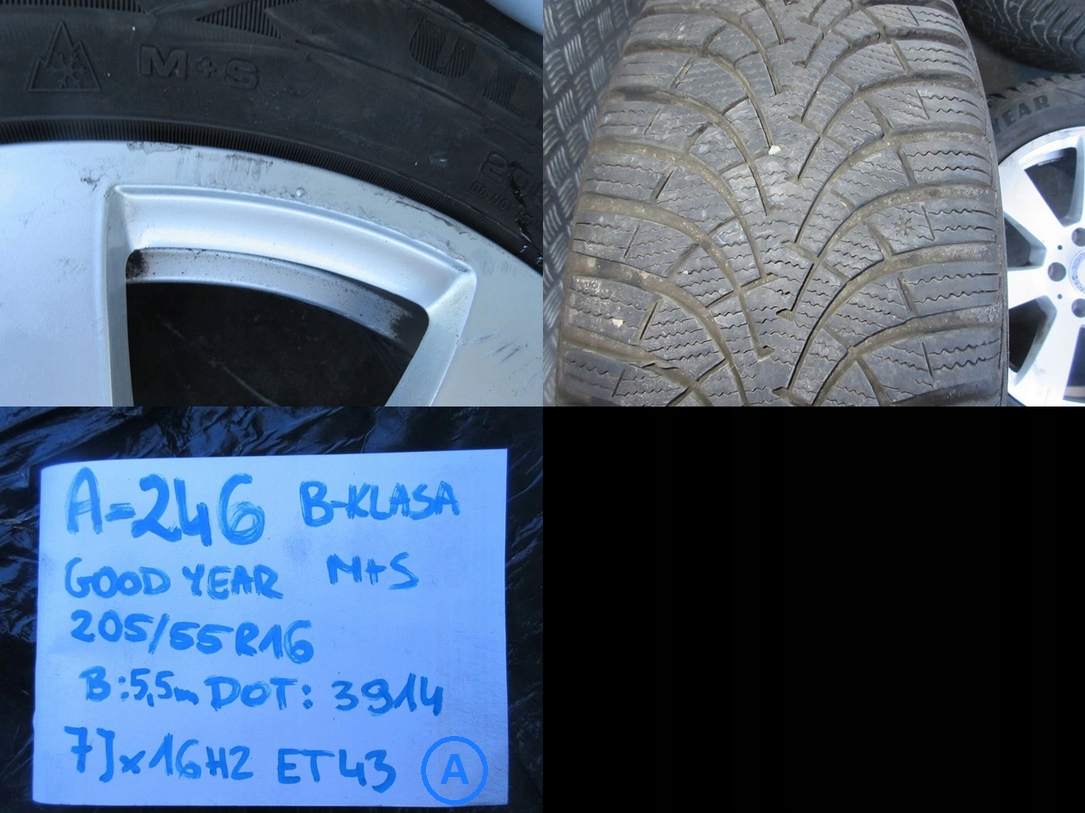 wheels discs tyres Mercedes B Klasa 246 R16 5MM M+S