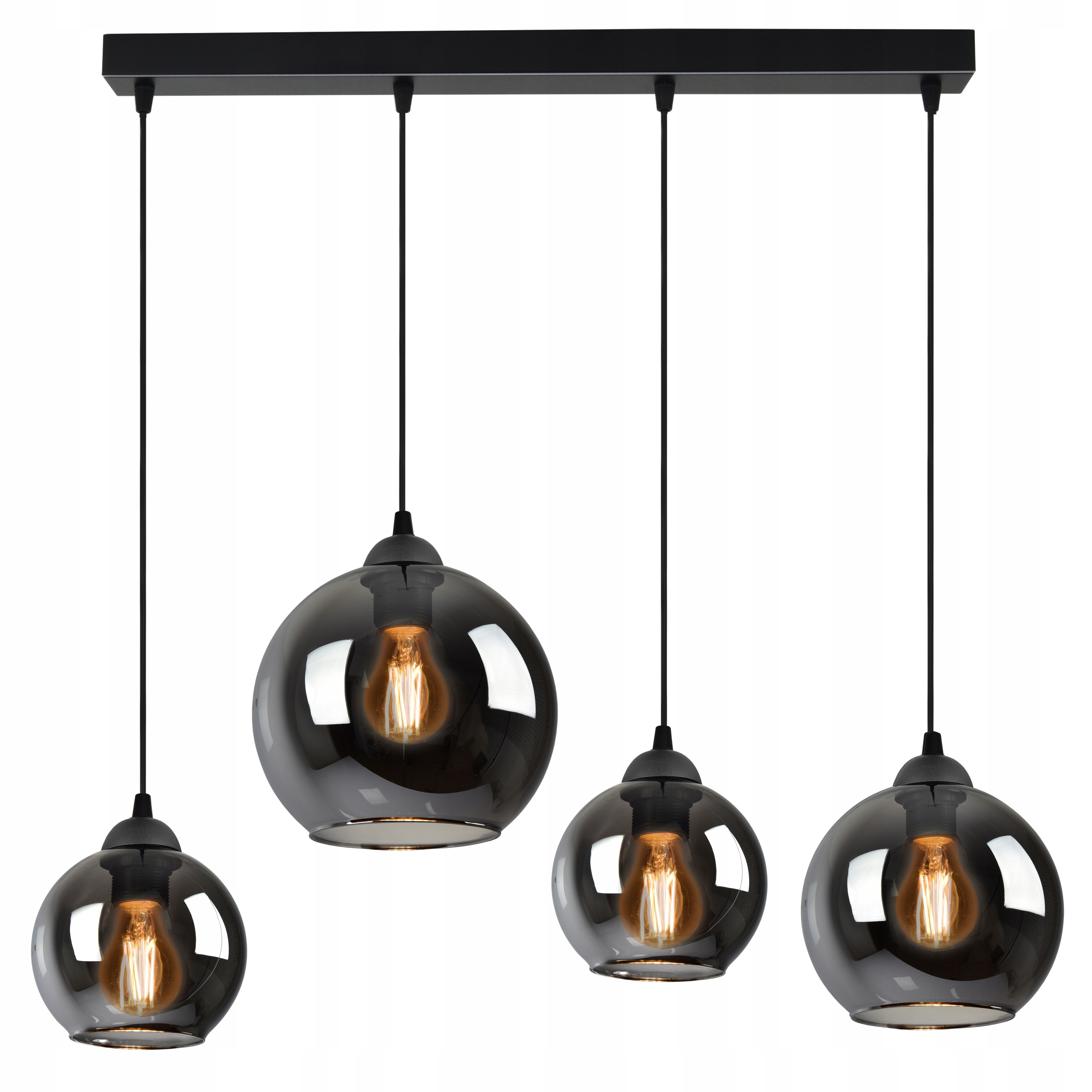Lampa Luster Štyri rôzne sklenené gule Grafit