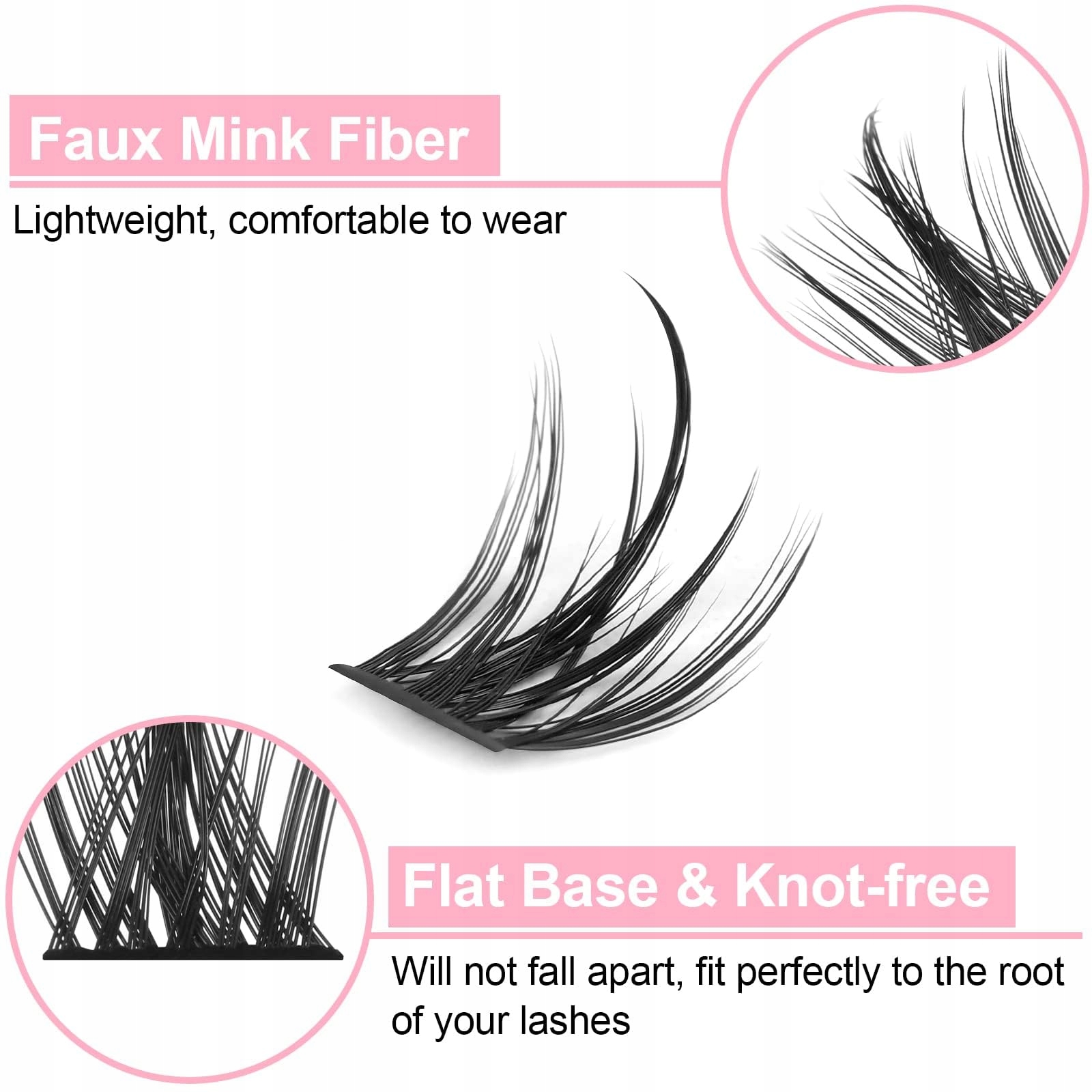 FENSHINE Kępki Rzęs Indywidualne Miękkie Rzęsy Sztuczne DIY 9-15mm C/D Curl — miniatura 2