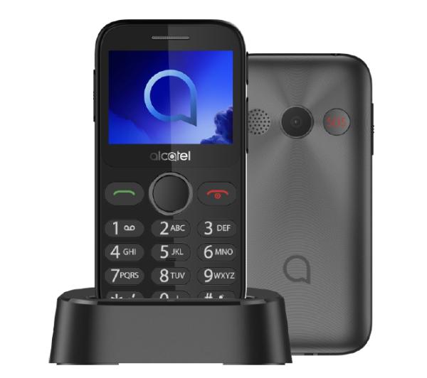 Telefon dla seniora Alcatel 2020 Szary Klawiszowy Komplet |fv