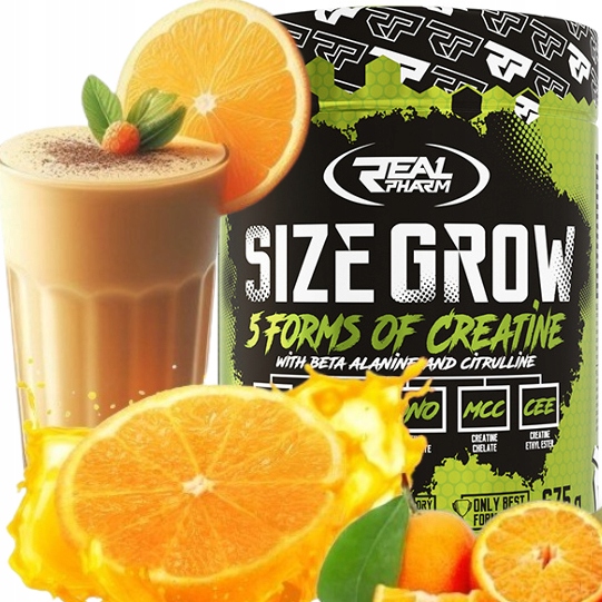 Kreatin Stak kreatinový Jablečný Real Pharm Size Grow 675g Pomeranč