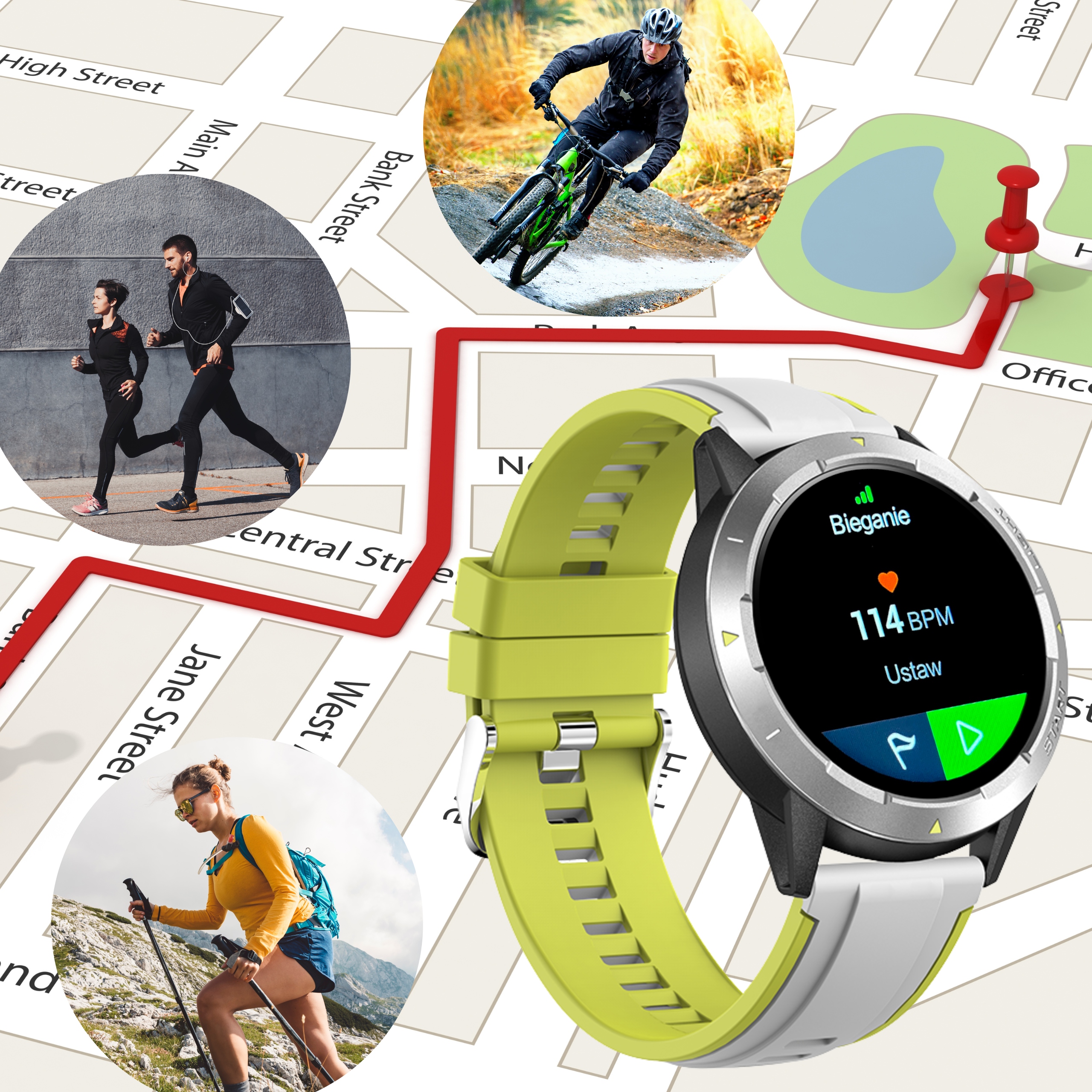 Smartwatch Meski GPS Sportowy Zegarek Czarny Polskie Menu Powiadomienia PL Marka DEVILL