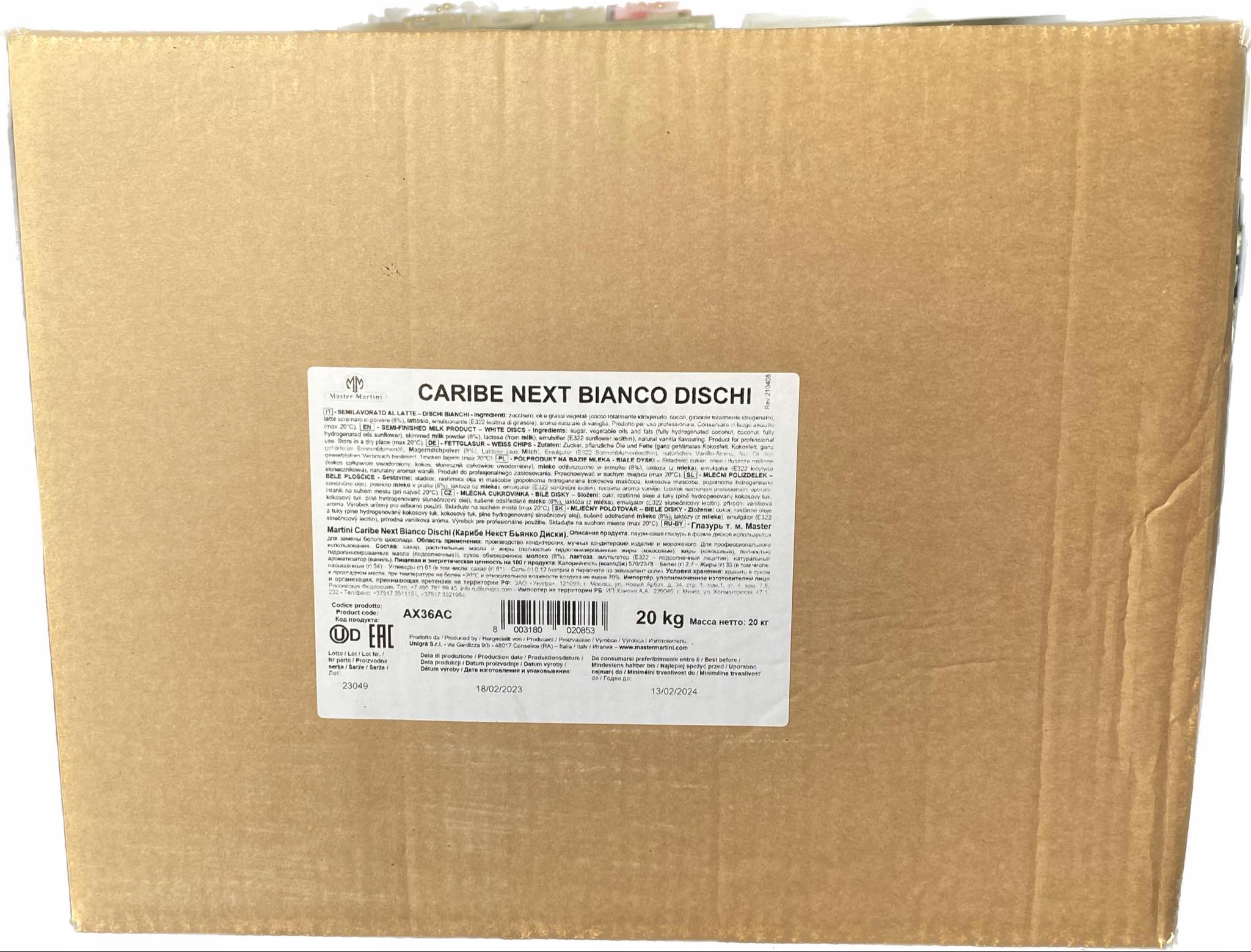 Czekol. bez temp. Biała centramerica AX36AC 20kg