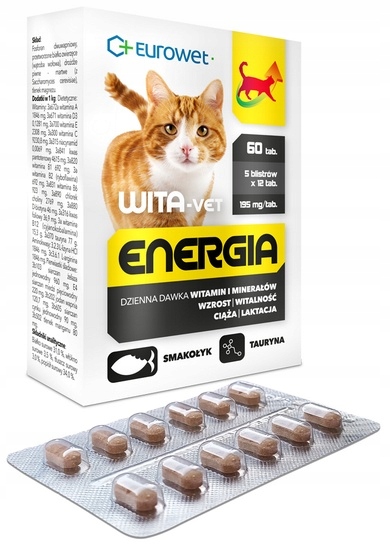 Levně Vitamíny Pro Kočky Vita-vet Energia Junior Adult Energetické Tablety 60