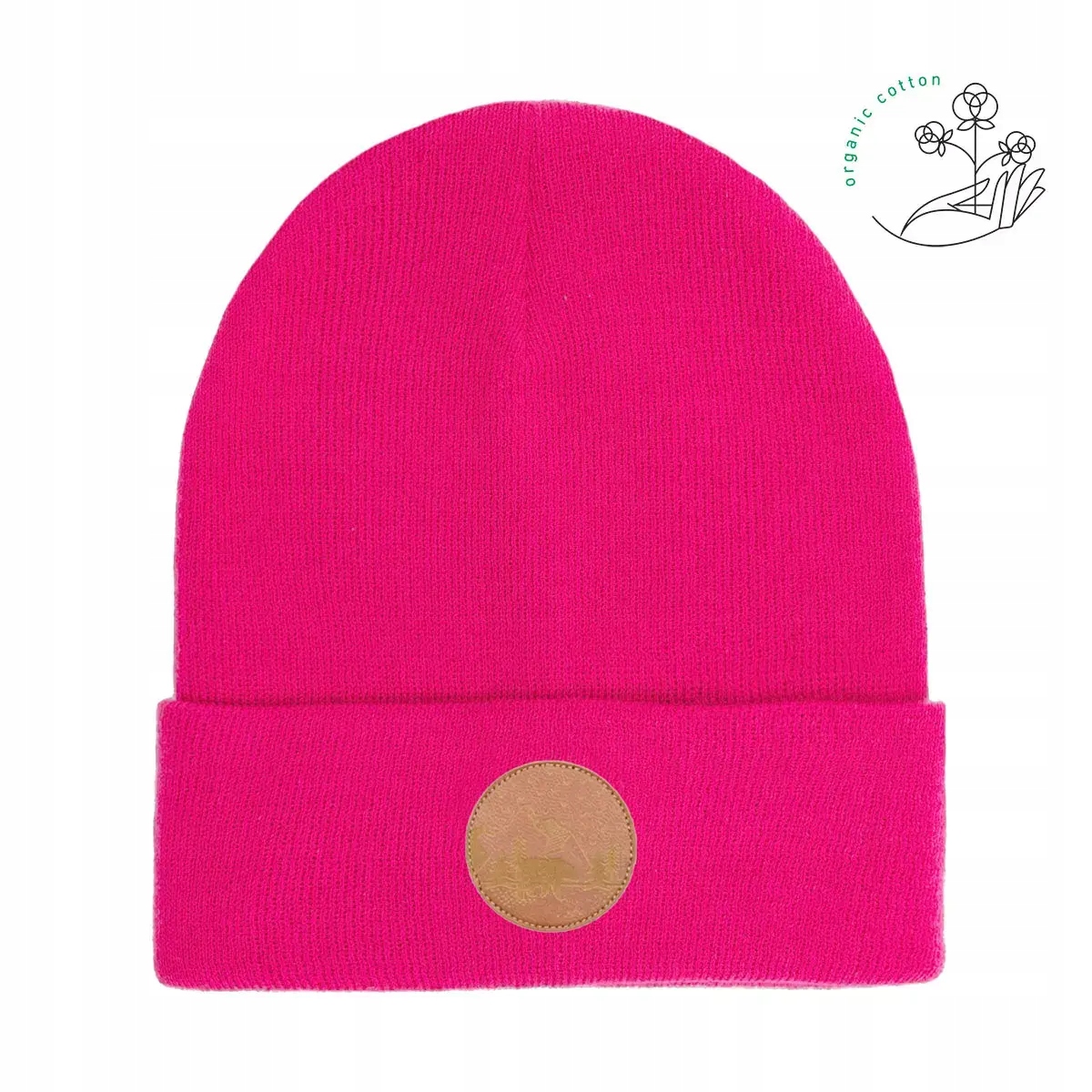 Czapka beanie z bawełny organicznej różowa