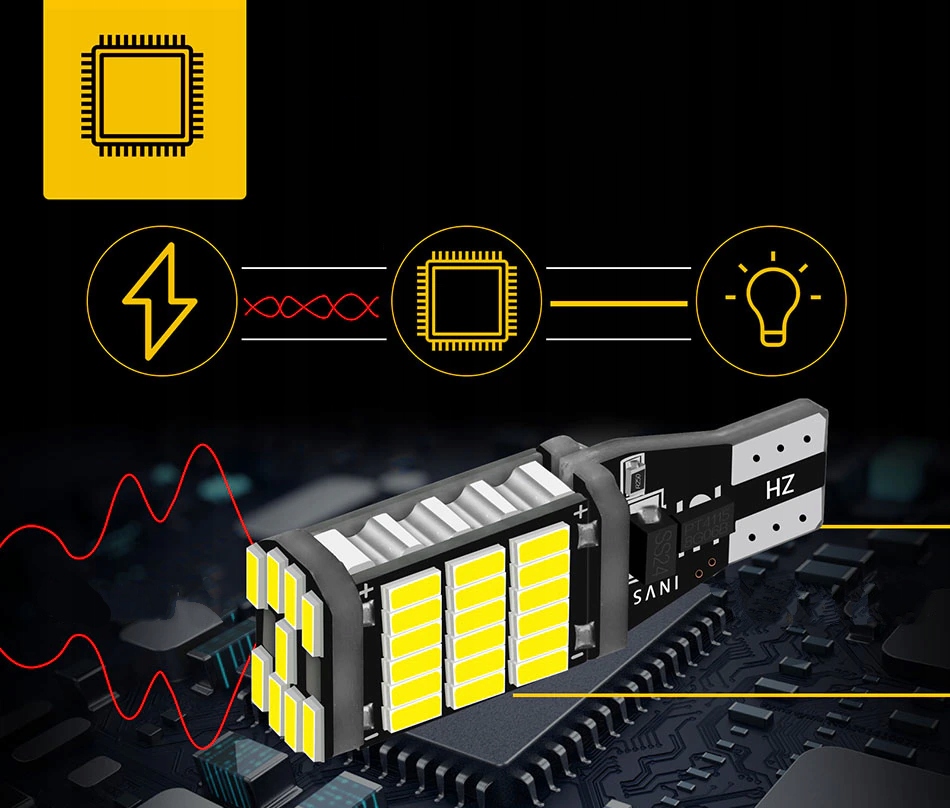 ŻARÓWKA LED W16W T15 CANBUS WSTECZNY 45 LED SMD Podstawa W2.1x9.5d