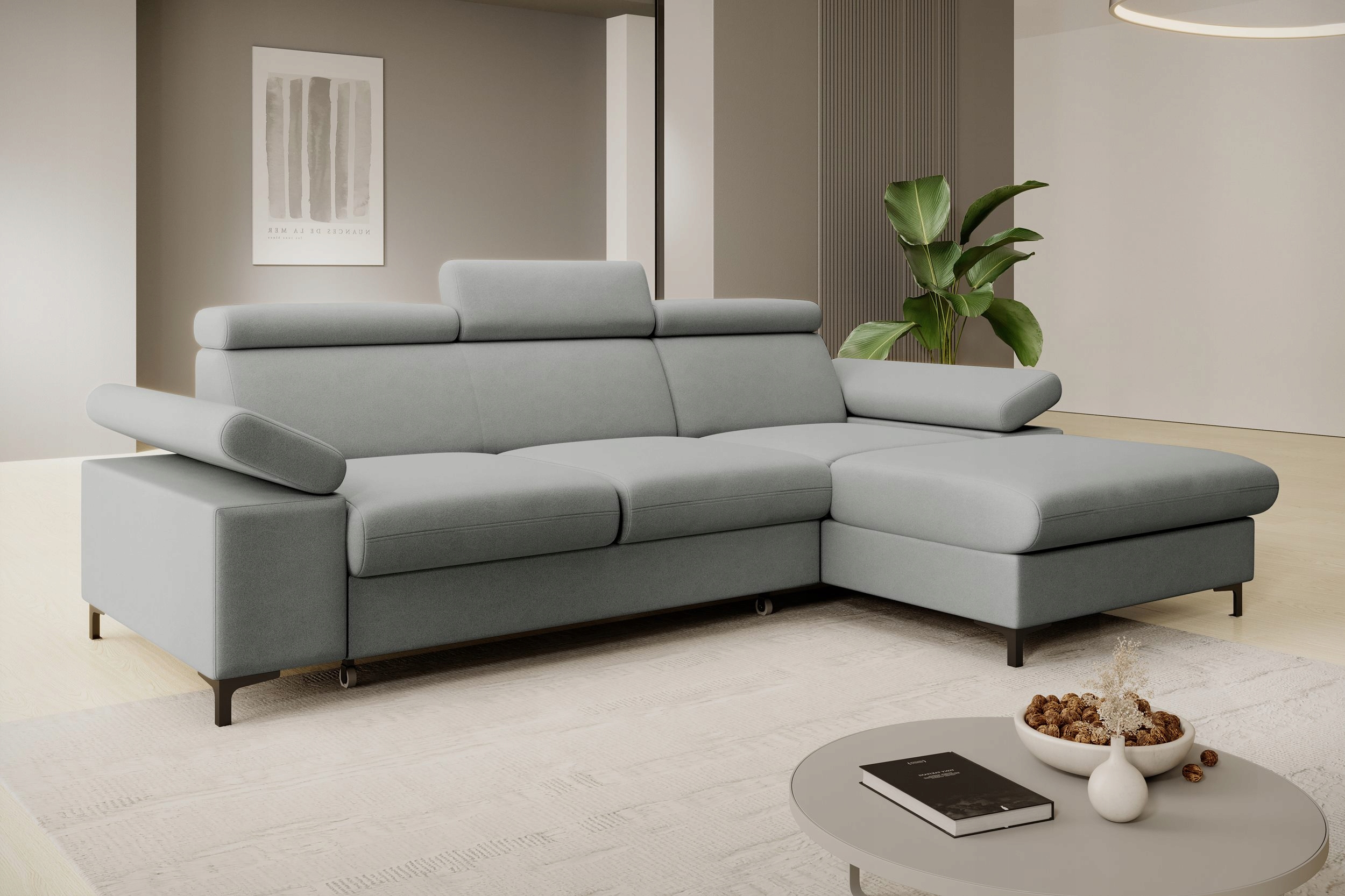 Rohová Sedací Souprava Mavic Funkce spaní Nastavitelné područky a opěrky hlavy Kontejner