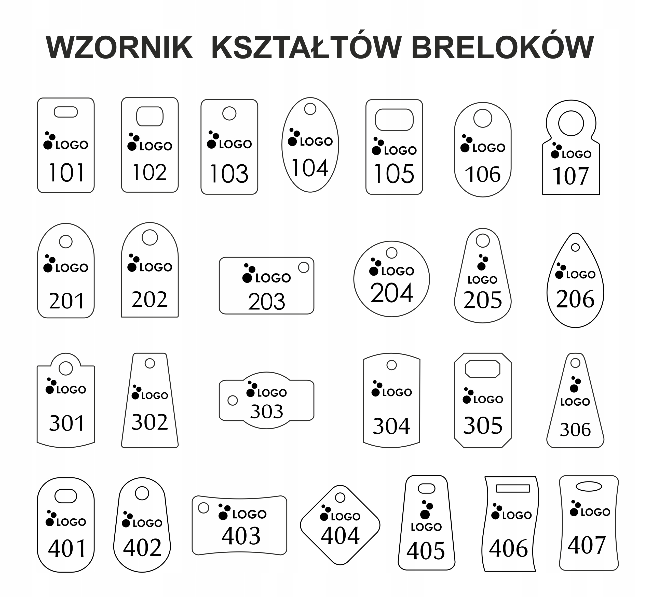 BRELOKI do kluczy NUMEREK DWUSTRONNY 7x4 cm 10 szt Materiał plastikowe
