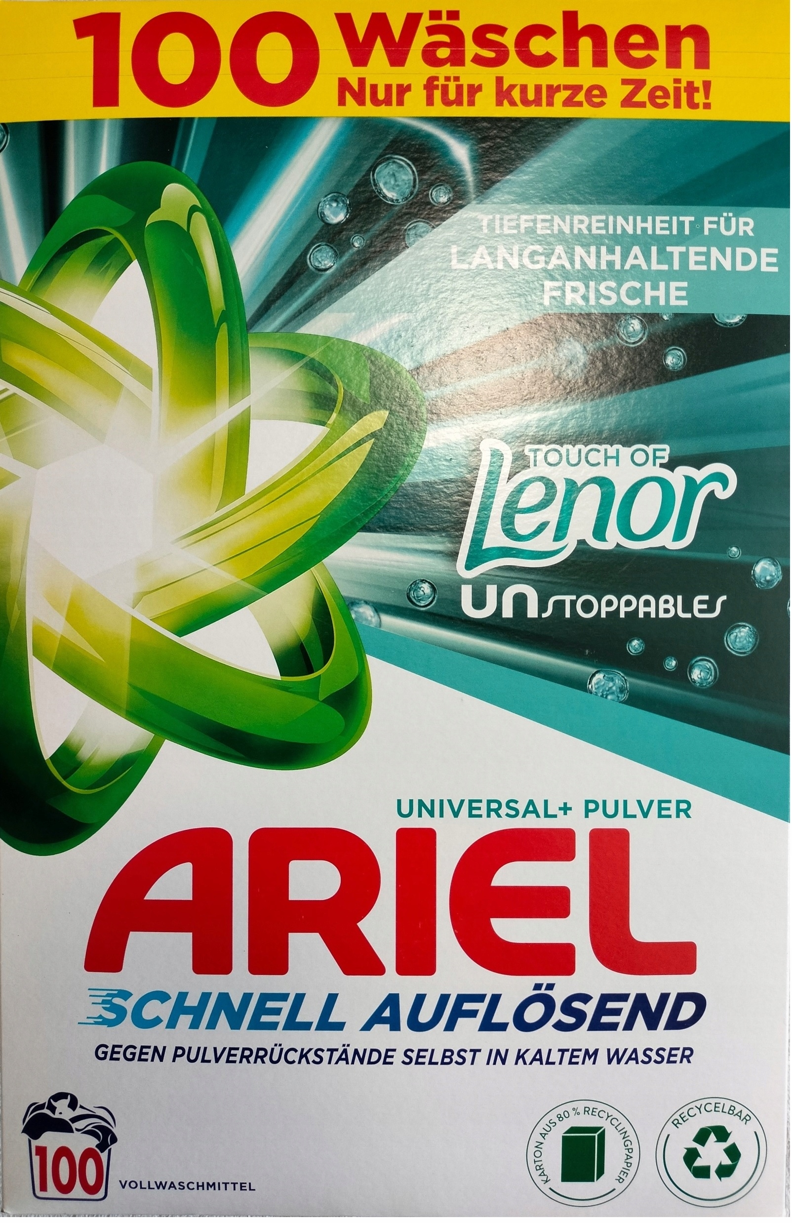 Levně Ariel prací prášek 90 praní univerzální vůně Lenor, svěží vůně