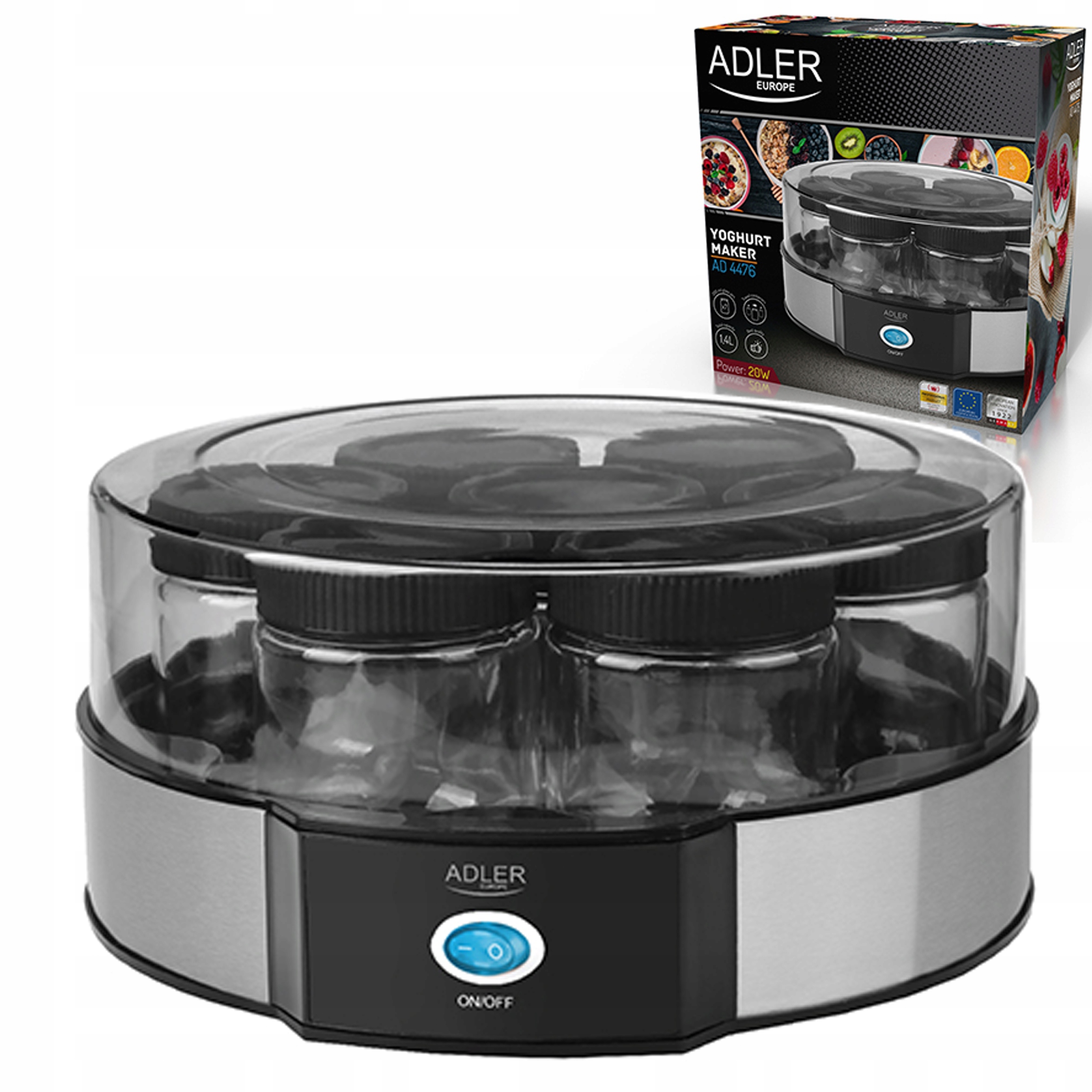 Adler AD4476 jogurtownica 7 pojemników * fermentacja 42°C