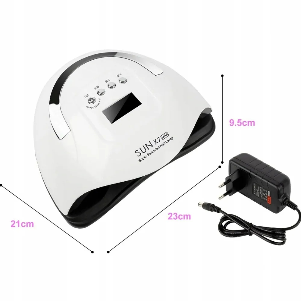 Lampa Do Paznokci Mocna Manicure Hybrydy Żele x7 Max Timer UV/LED 220W Kolor dominujący biały