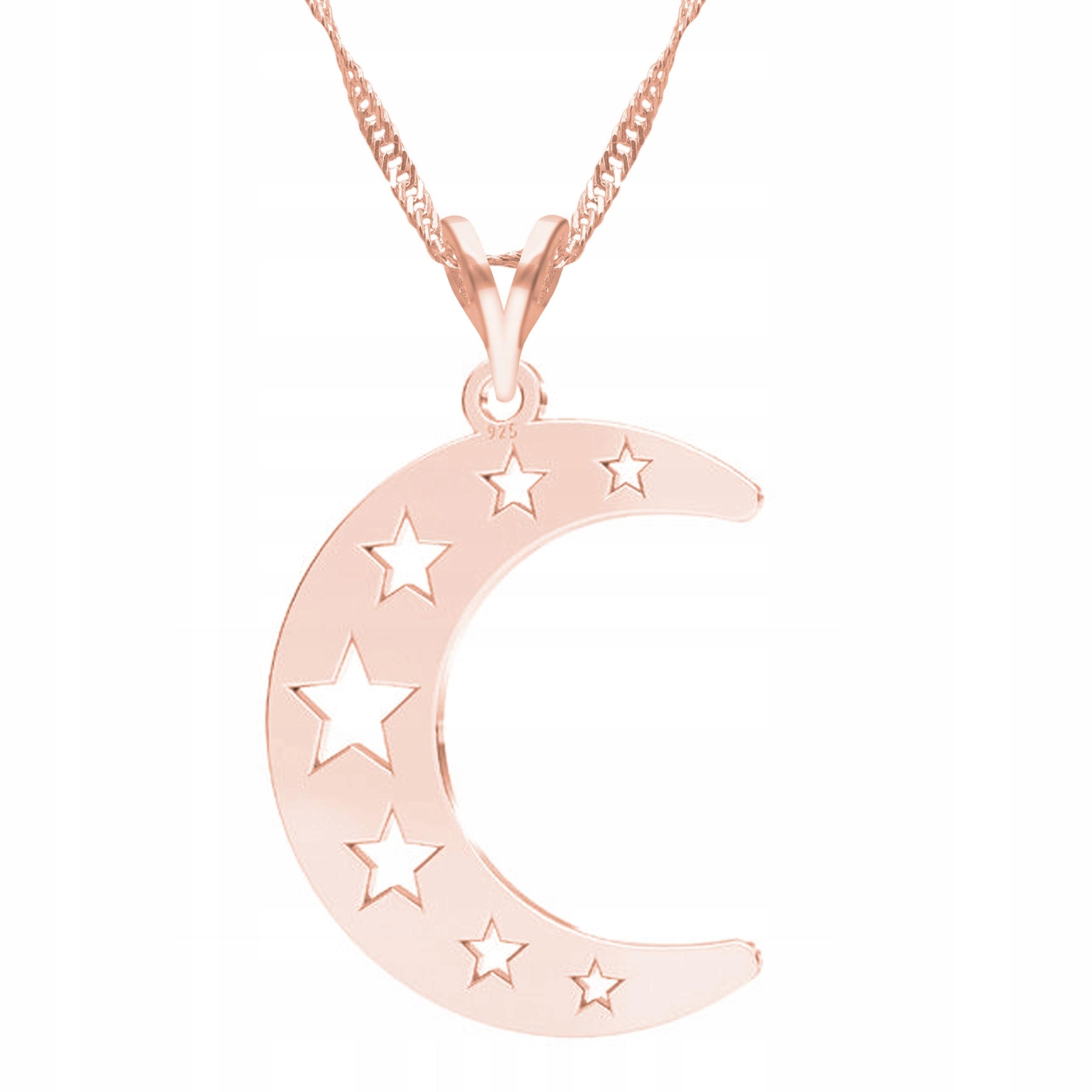 Náhrdelník Pozlacený Měsíc s Měsícem Vesmír Hvězda Noc Měsíc Stříbro 925