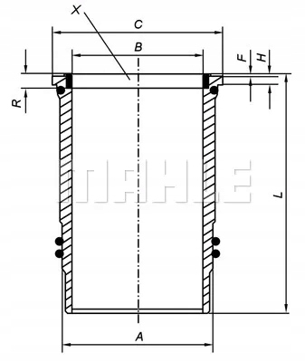 Tuleja cylindra (128mm, z oringami) HITACHI ZW; MERCEDES AXOR, AXOR 2, Producent części Mahle