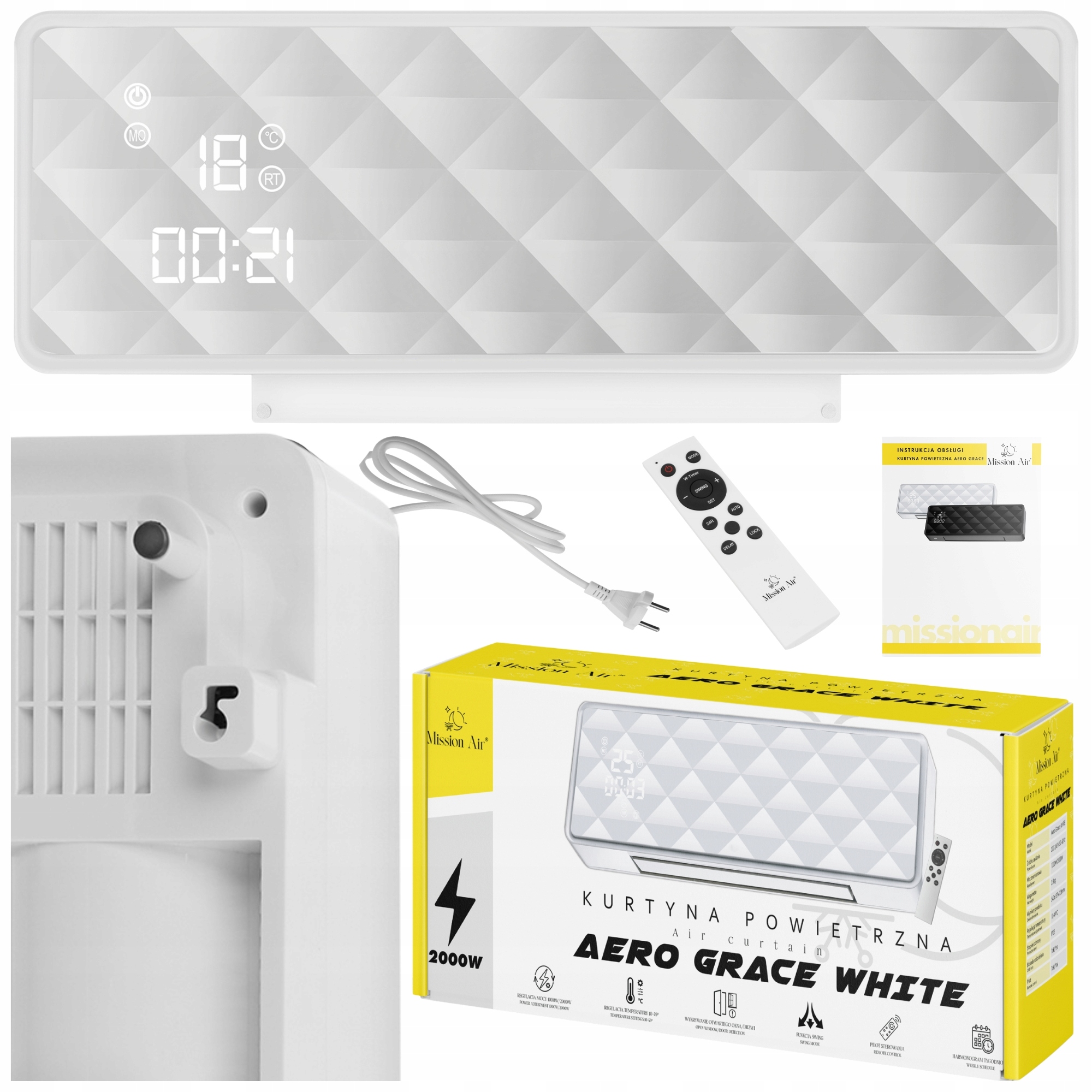 Vzduchová Clona energeticky úsporný elektrický ohřívač Pilot Timer 2000W