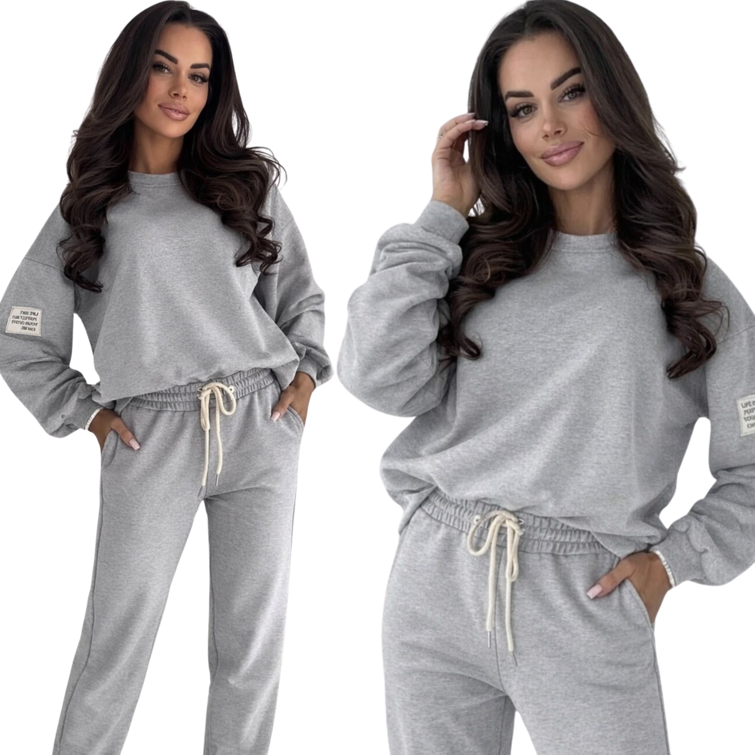 Dres Damski Komplet Zestaw Kobiecy Wiskoza One Size Szar Mel 3084