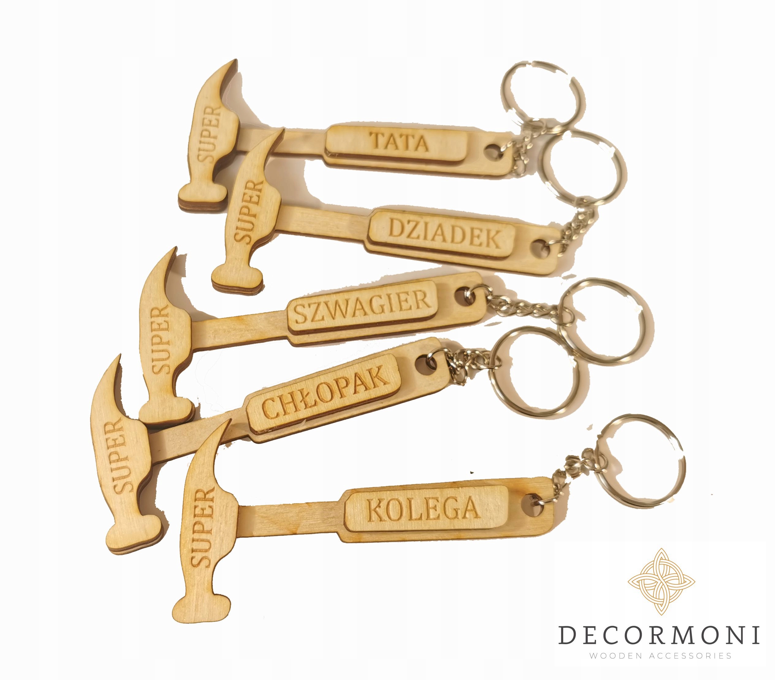 

Brelok drewniany młotek Dla Niego personalizacja