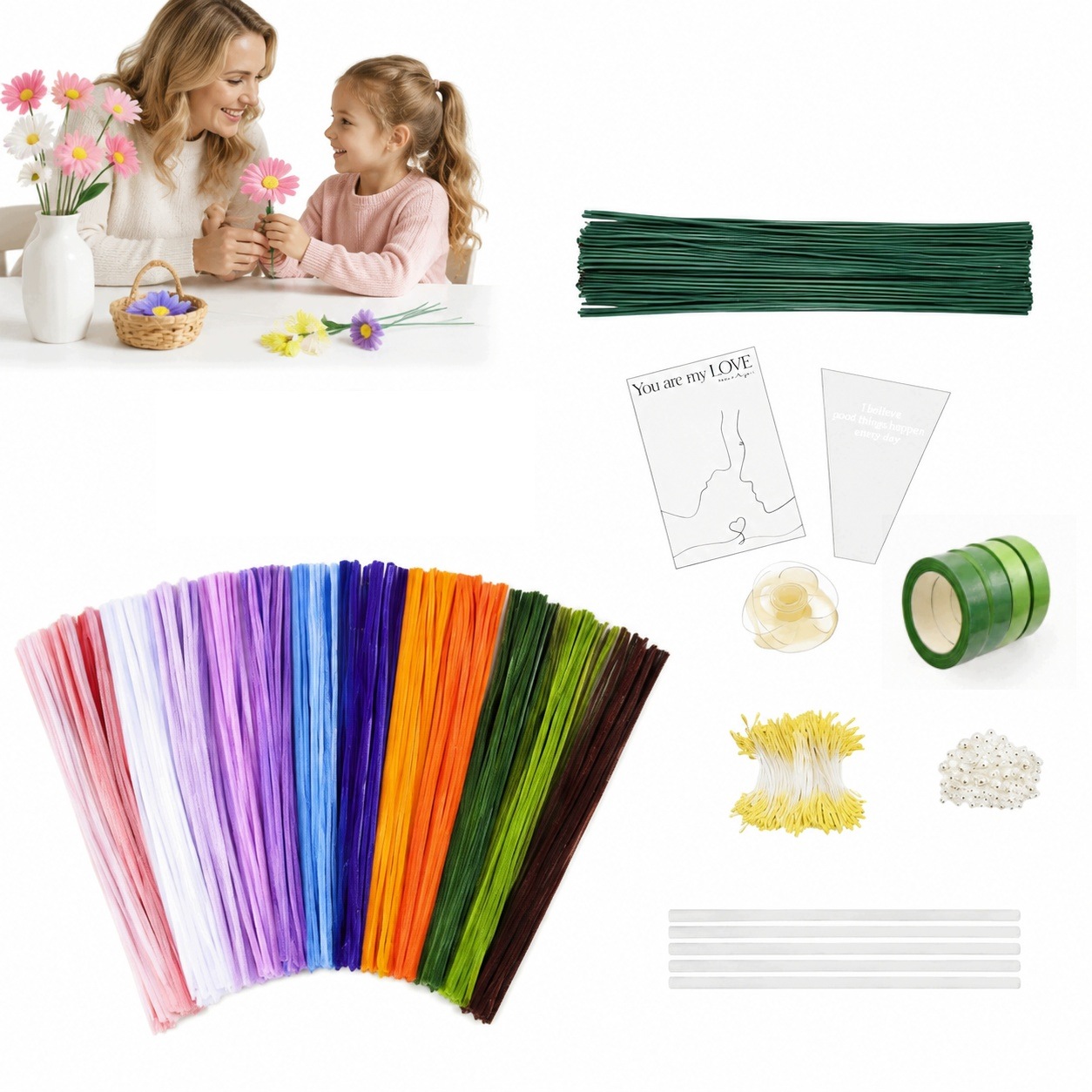 Pipe cleaner drátky 800 ks 13 kreativních barev pro ruční práce