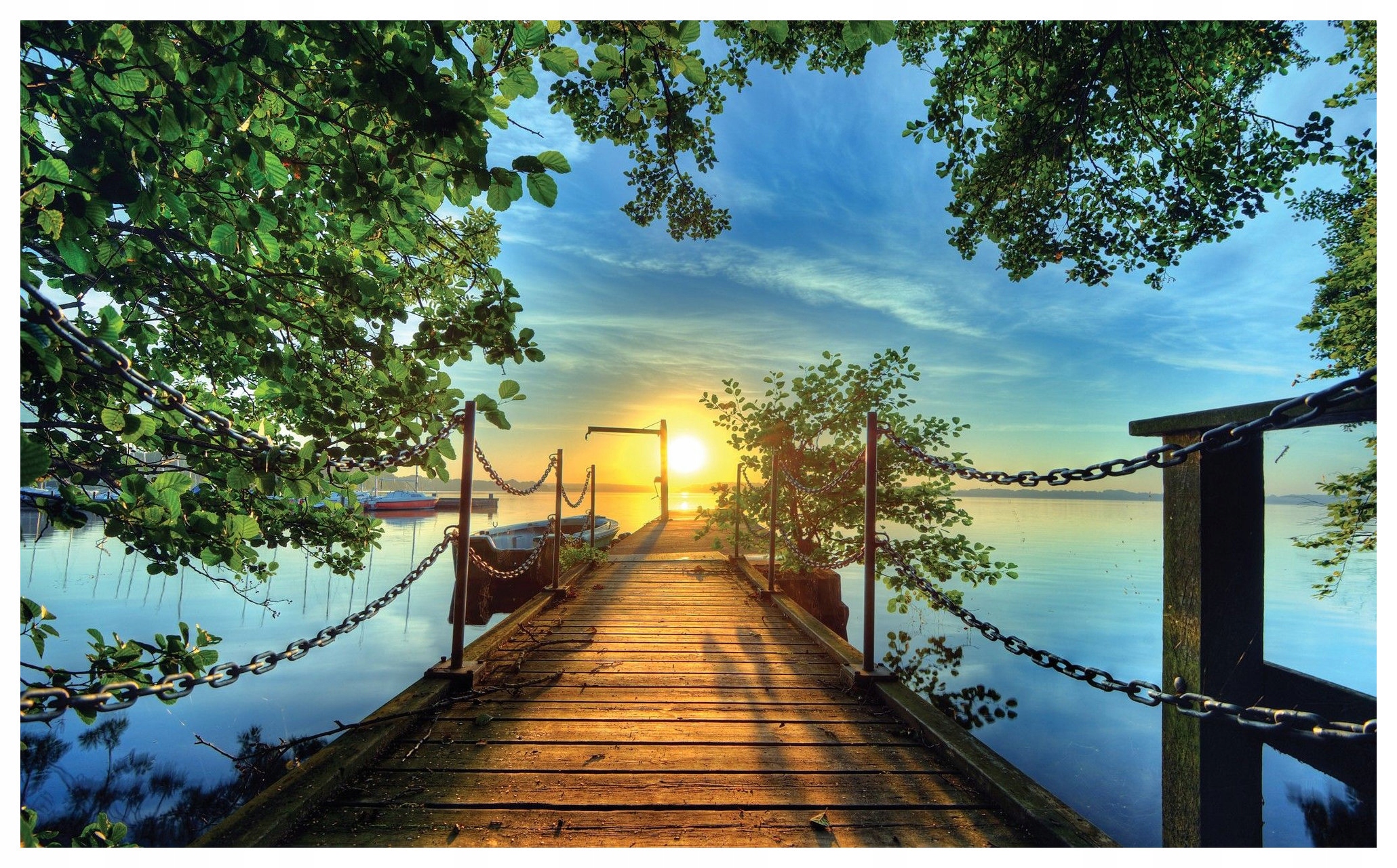 Fototapeta Západ slunce na klidném vinylovém molu 208x146 lepidlo