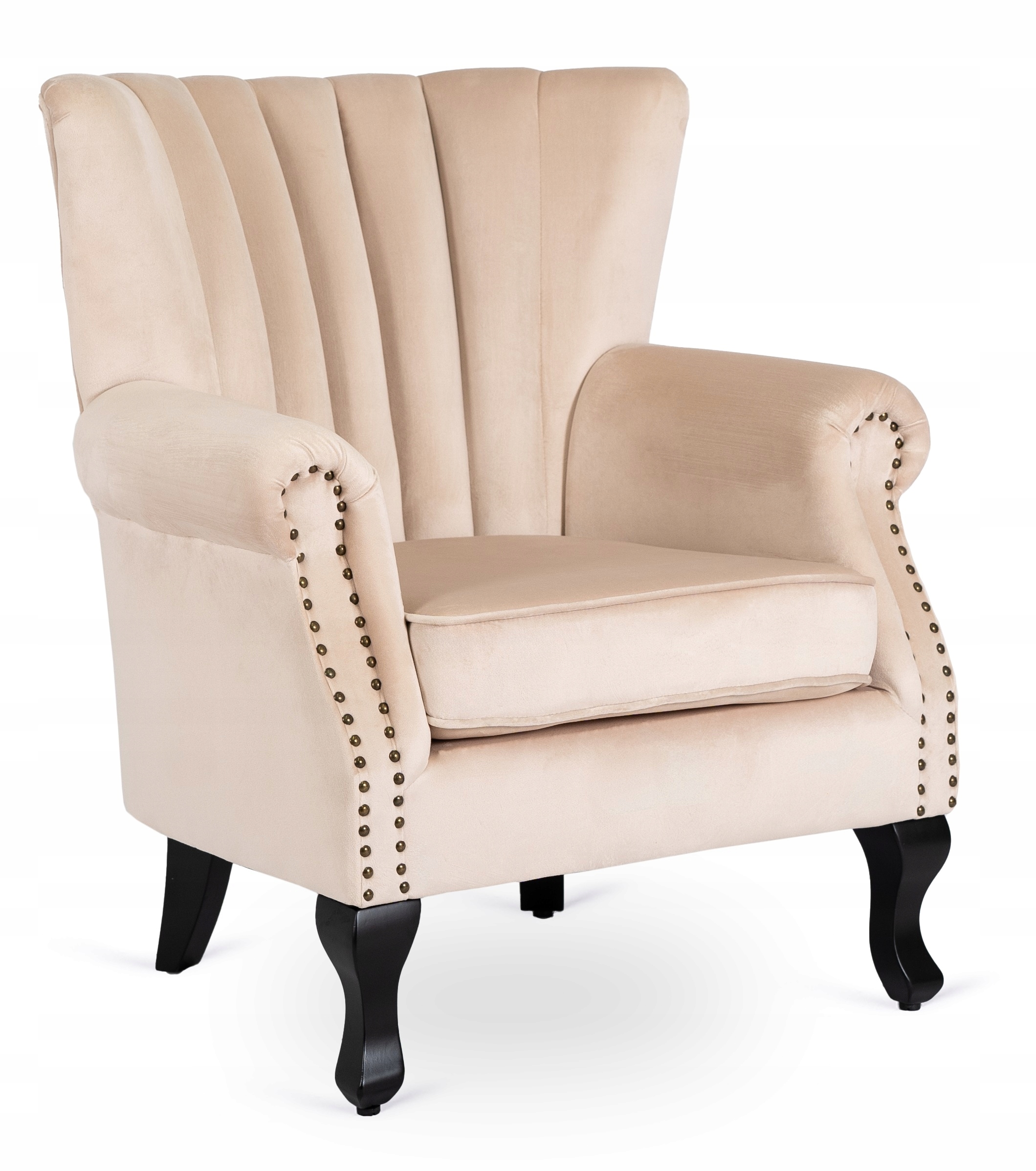 Béžové křeslo Uszak Velurové odpočinkové do obývacího pokoje Glamour Mallo