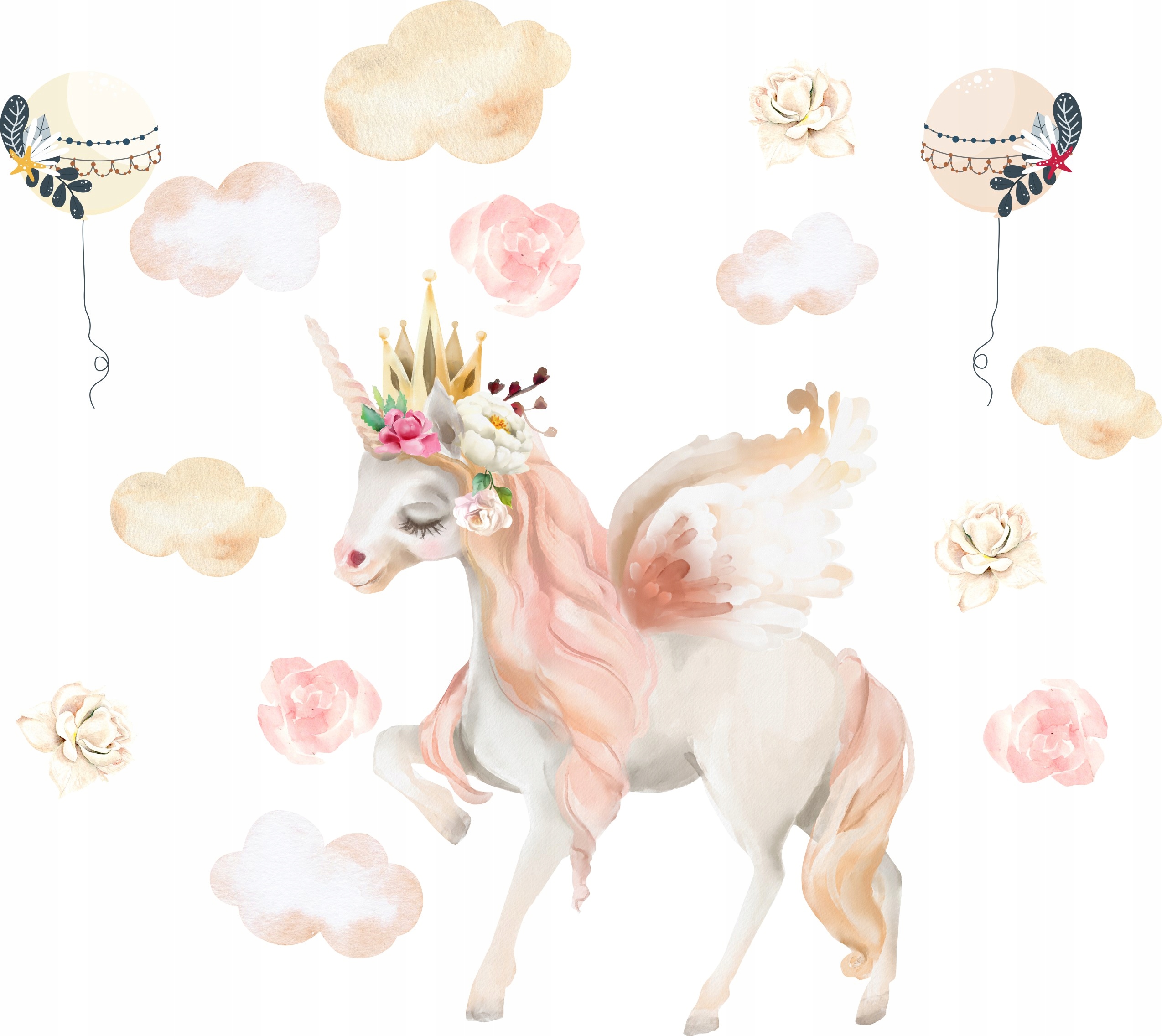 

Naklejki Na Ścianę 100cm Pastelowy Jednorożec