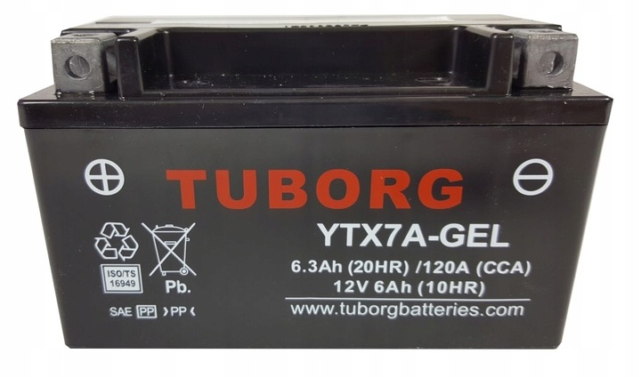 Akumulator Tuborg Gel YTX7A-BS 12V 6AH 120A Zamiennik Yuasa Varta Exide