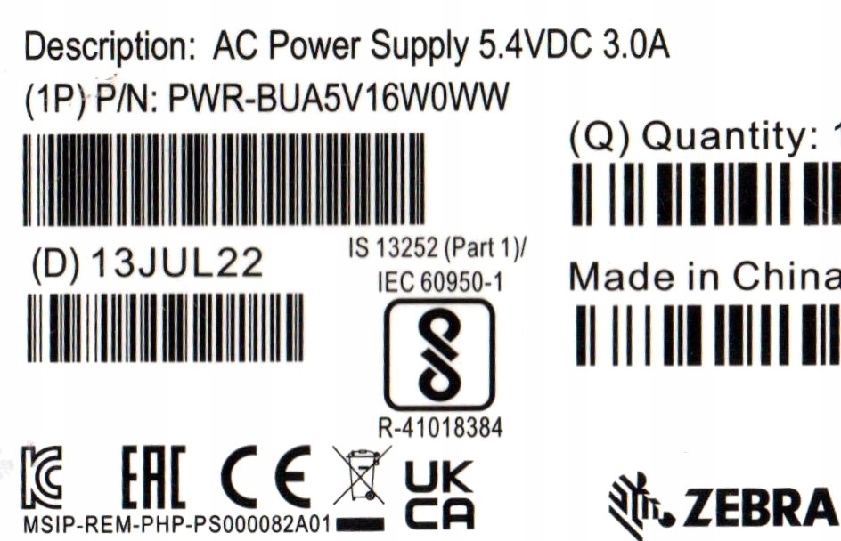 Zebra napájecí zdroj PWR-BUA5V16W0WW
