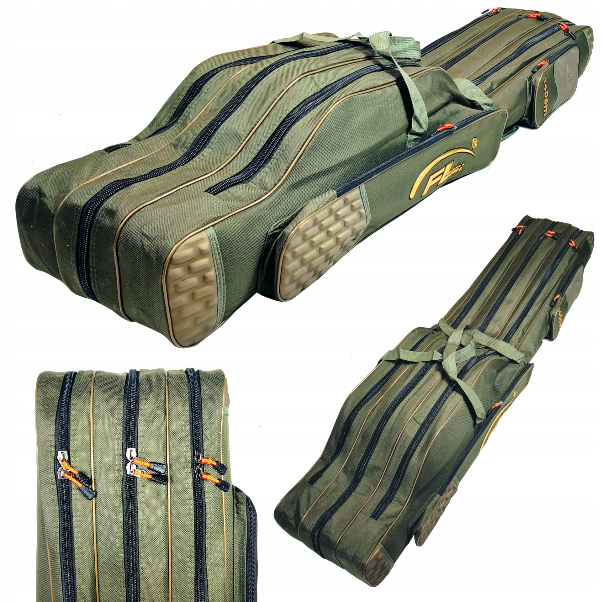 Pokrowiec na wędki Pro Fl 150cm usztywniany 3 komory oliwka/zielony