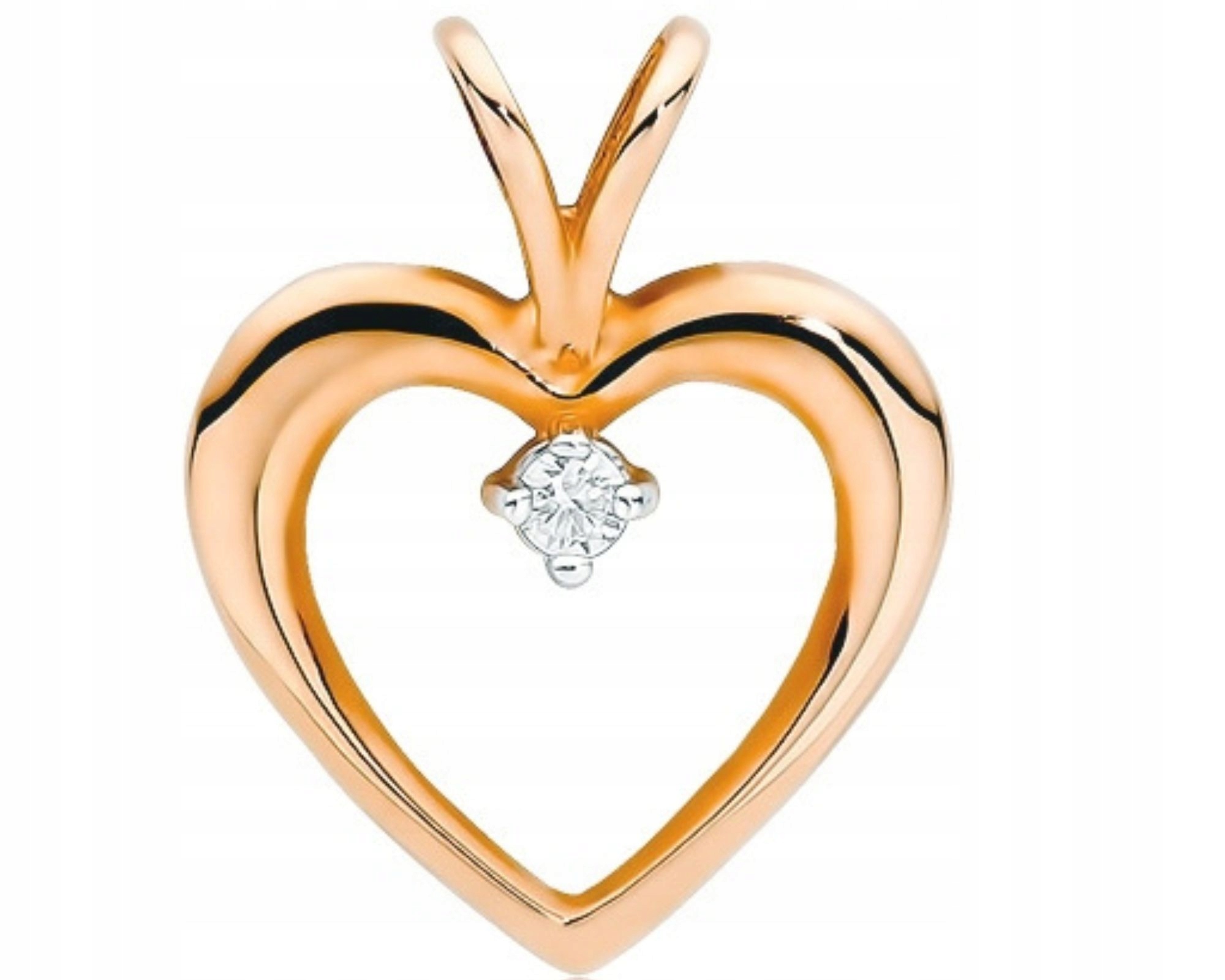 Přívěsek z růžového zlata Brylant srdce gravírování