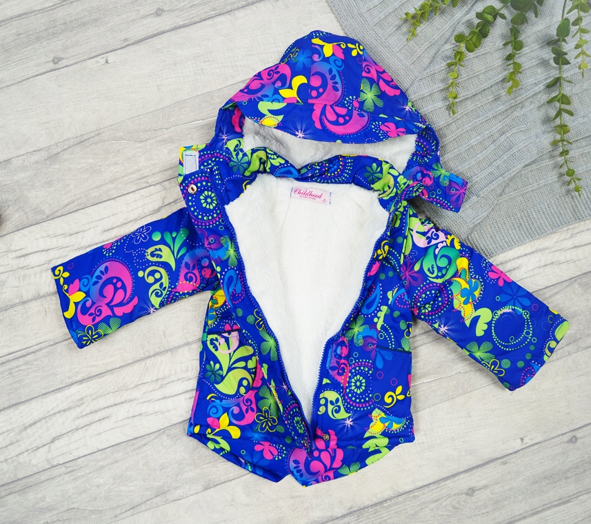 ZIMOWY KOMBINEZON dwuczęściowy KWIATY granat r 92 Rękaw długi rękaw