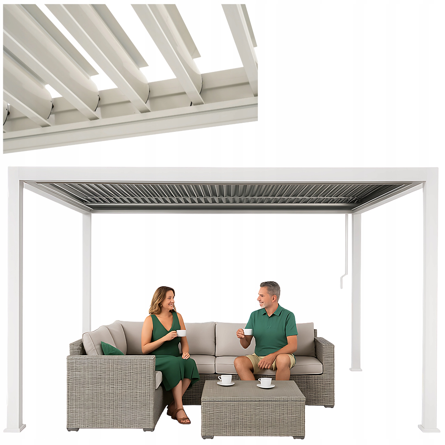 Pergola Ogrodowa 3x4 M Regulowany Rozsuwany Dach Aluminiowa Konstrukcja