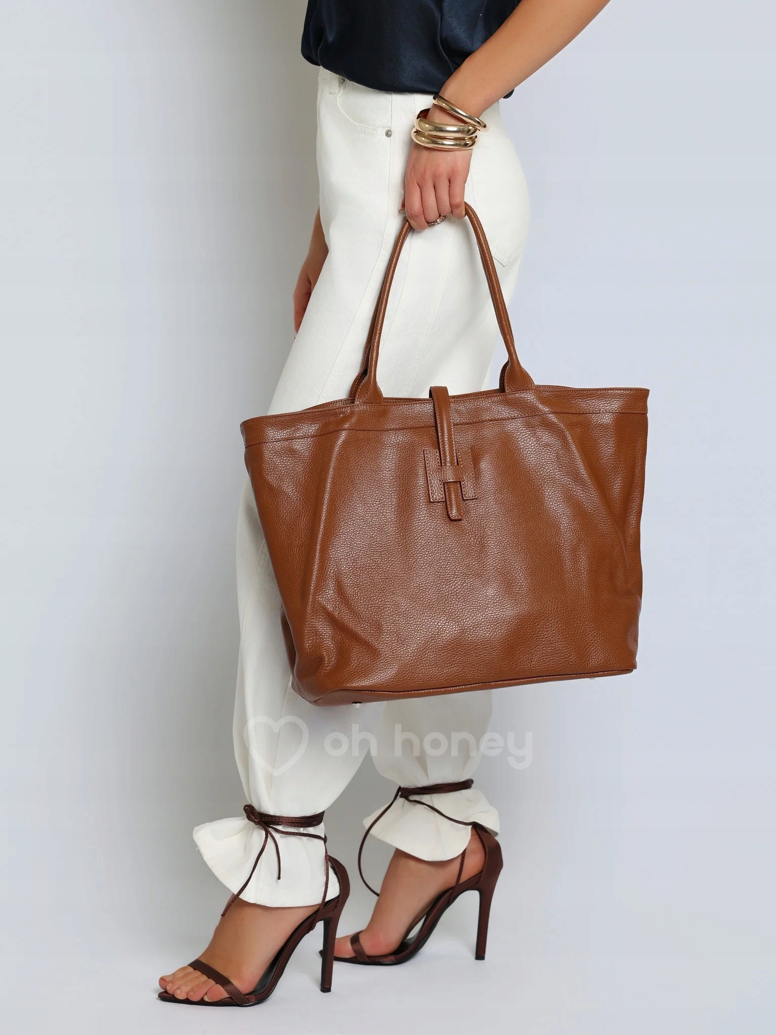Taška Shopper Přírodní kůže Velká Tmavý Karamel Juliet