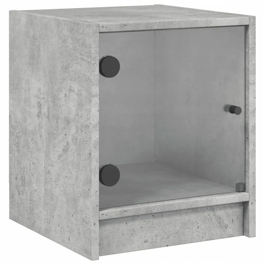 vidaXL Nočný stolík so sklenenými dverami, sivý betón, 35x37x42 cm
