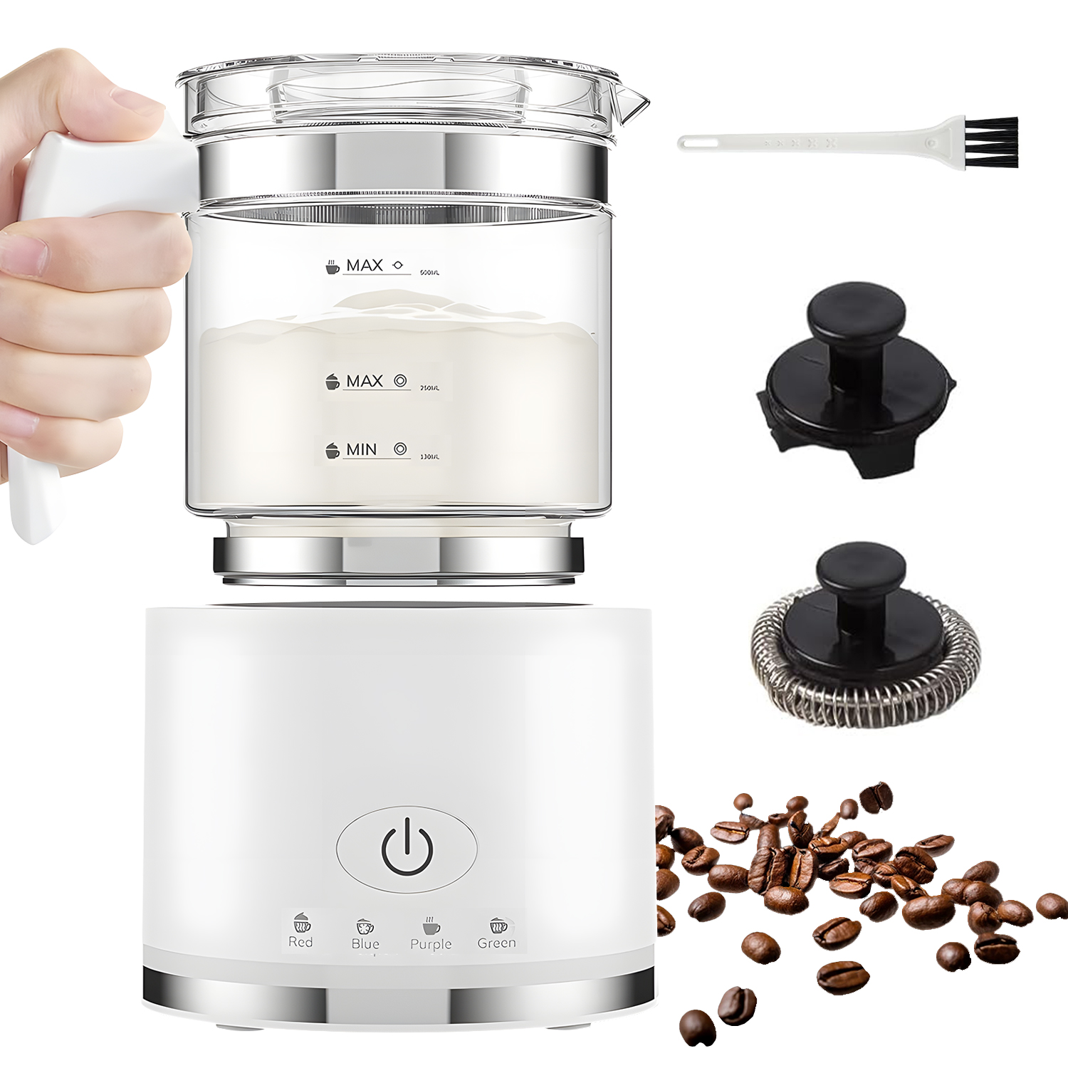 Elektryczny Spieniacz Do Mleka Kawy Szklany 500ML 4 Tryby 600W Bpa Free