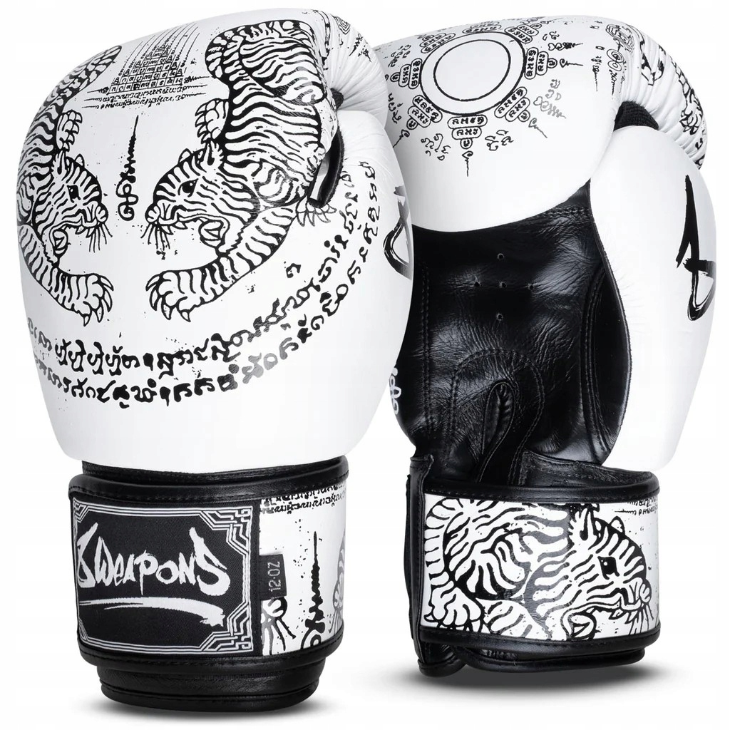 8 Weapons Boxerské rukavice Sak Yant Tigers Bílé 10oz