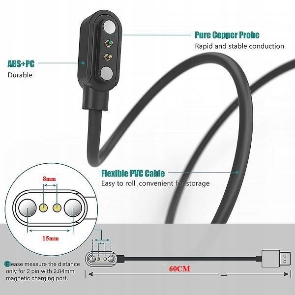 Kabel USB ładowarka do Smartwatch L13 L19 DT95 R2 Kod producenta KW10