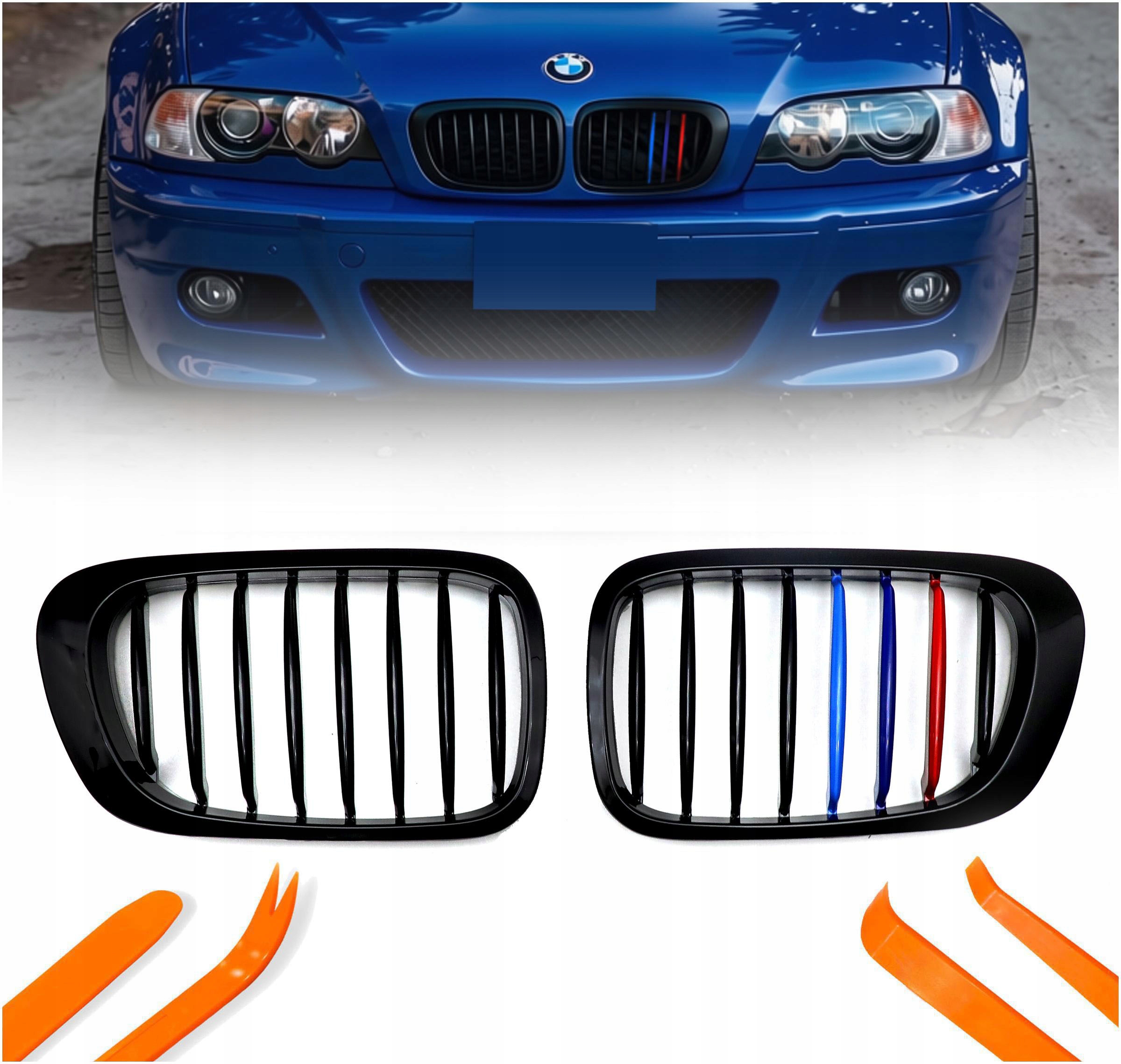 Atrapa Gril Nerki Bmw 3 E46 Černý Lesk M-power 1 Žebro 2D Kupé 97-01