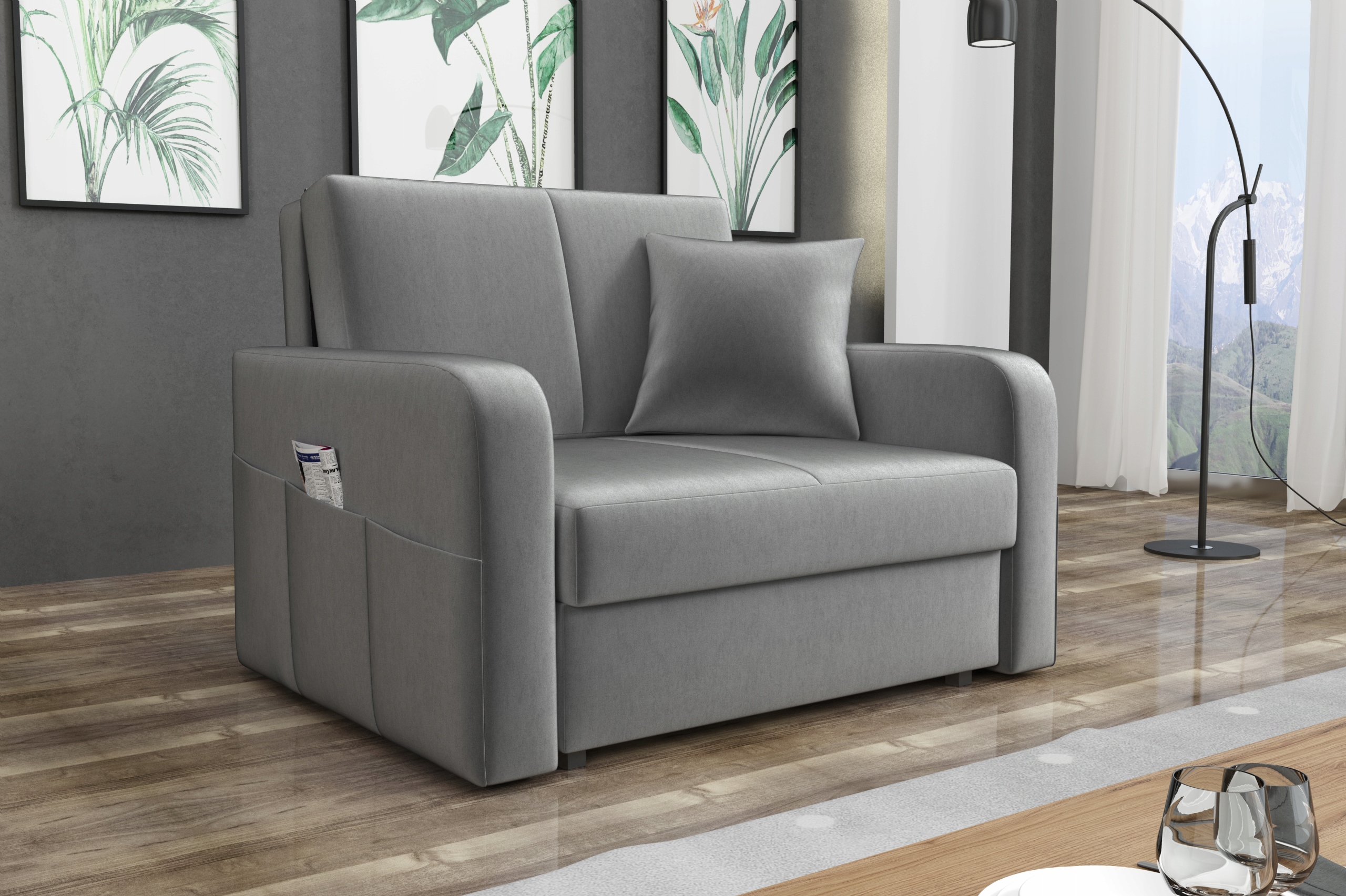 sofa VIGA PUFF I tapczanik rozsuwany do przodu Szerokość produktu 103 cm