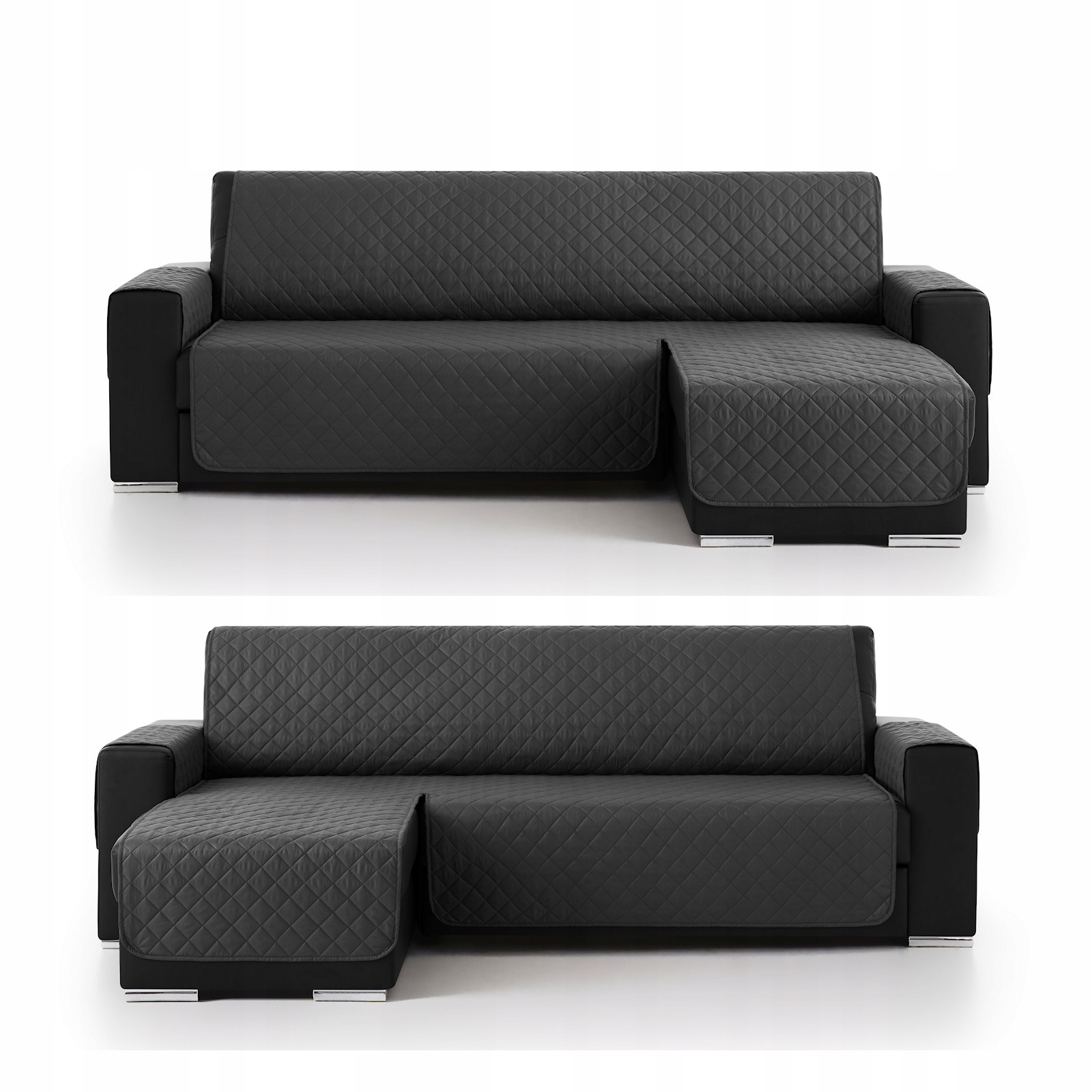 Narzuta na kanapę ochraniacz na narożnik 240 cm szara pikowana dwustronna