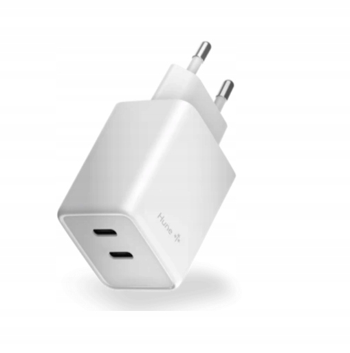 Ładowarka Hune Eco 45 W GaN 2 x Usb-c szybkie ładowanie Pd biała