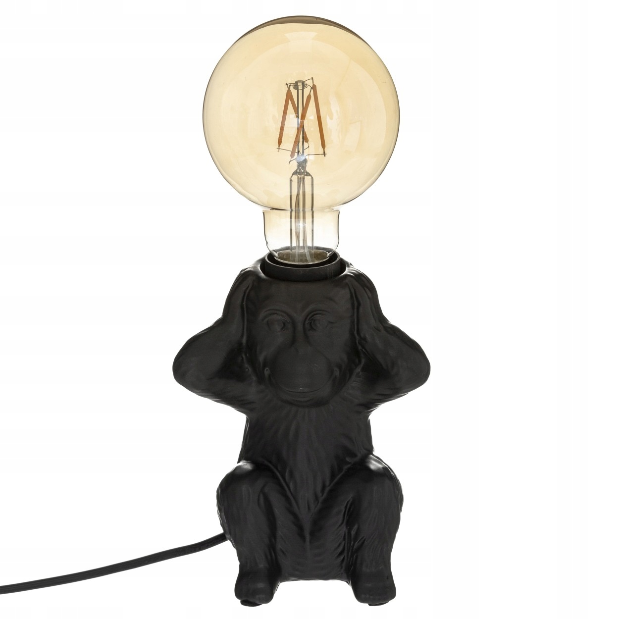 

Ozdobna lampka nocna czarna ceramiczna figurka E27