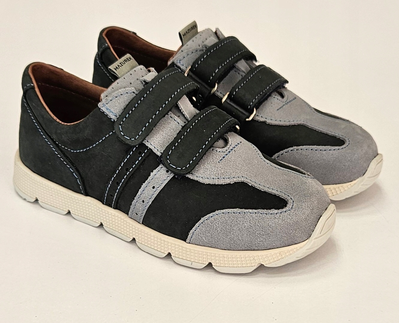 Mazurek Półbuty ze skóry naturalnej 1362 Navy Gray r.32