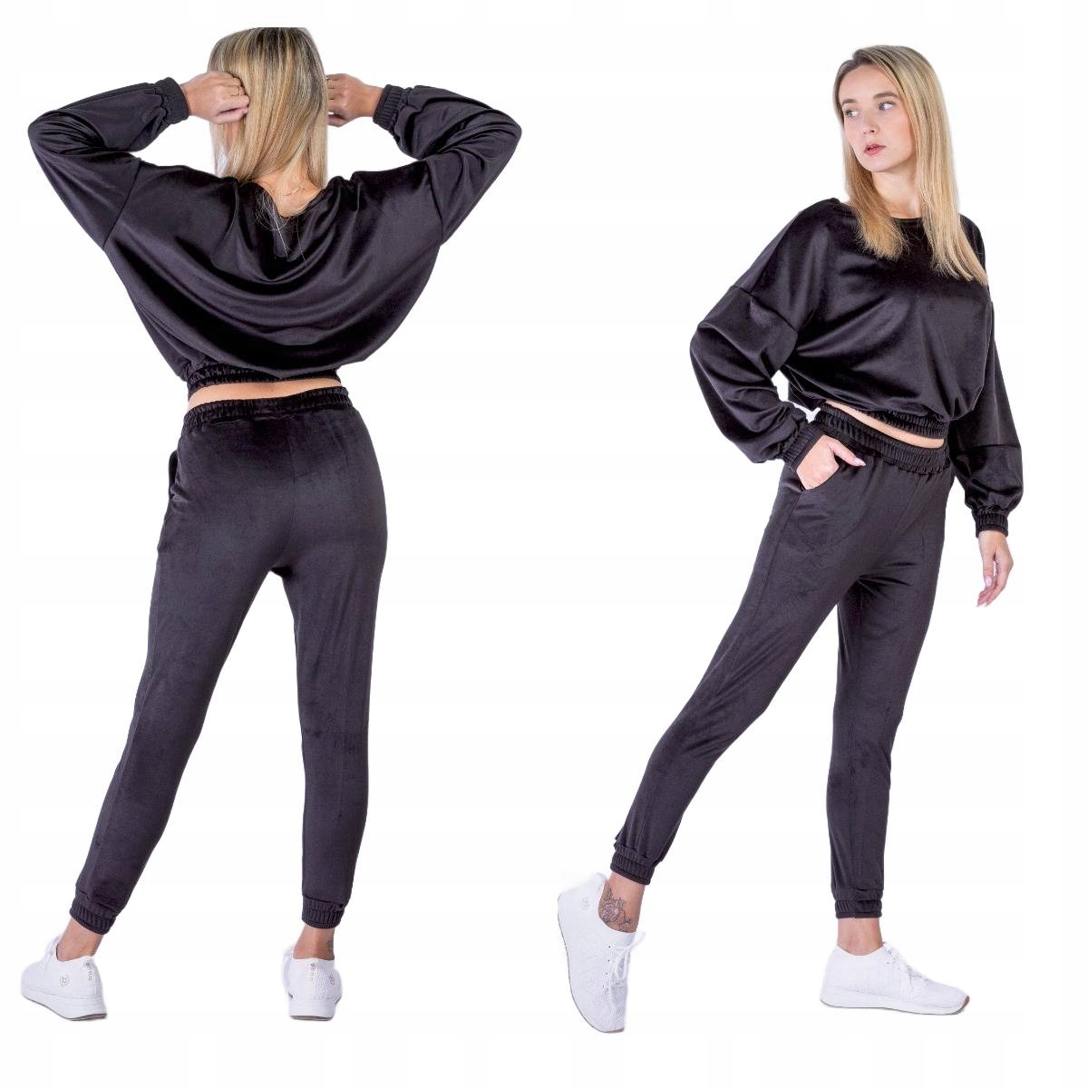 Velurový komplet s legínami černý S136 XL/2XL