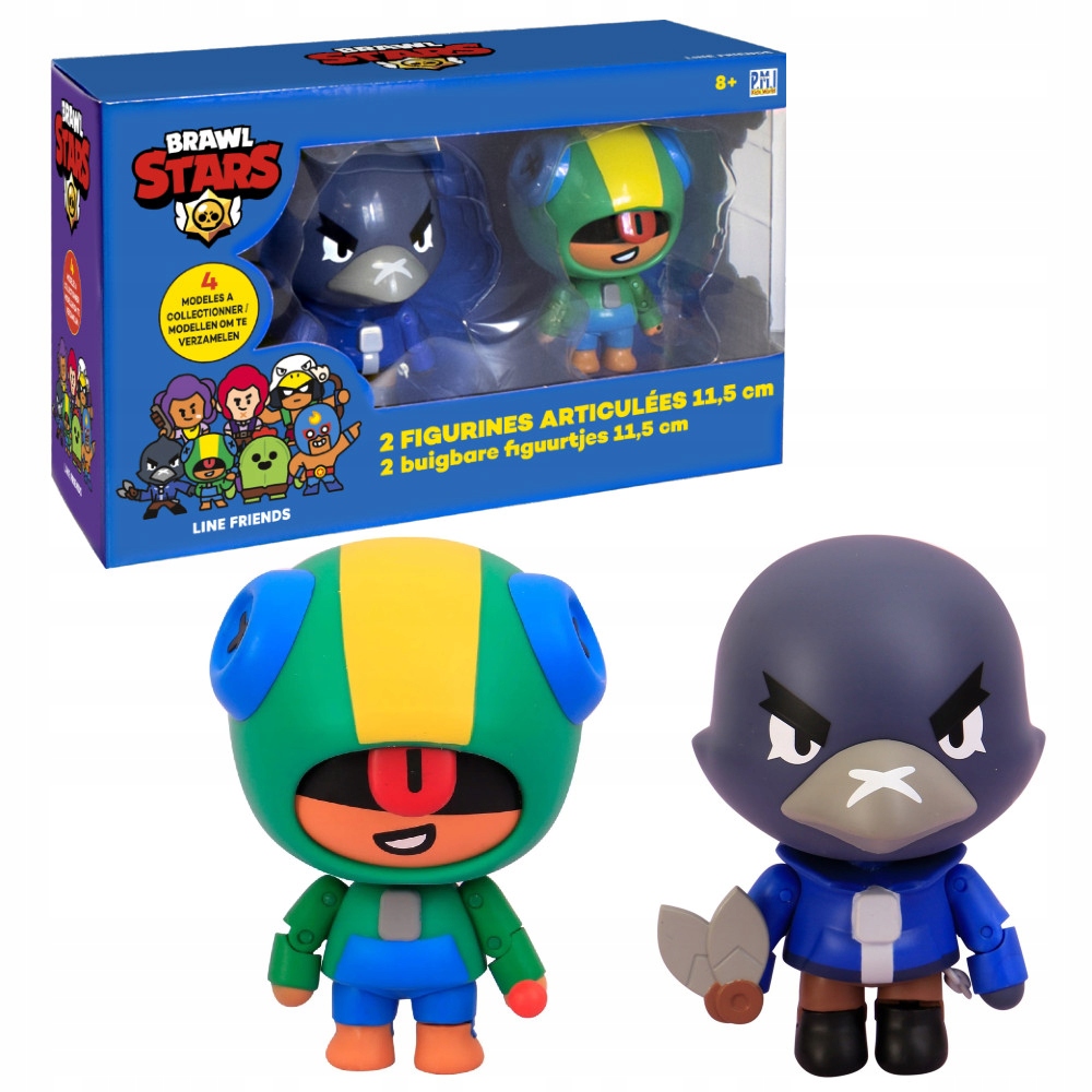 BRAWL STARS ZESTAW 2 DUŻYCH RUCHOMYCH FIGUREK CROW I LEON 11,5 CM
