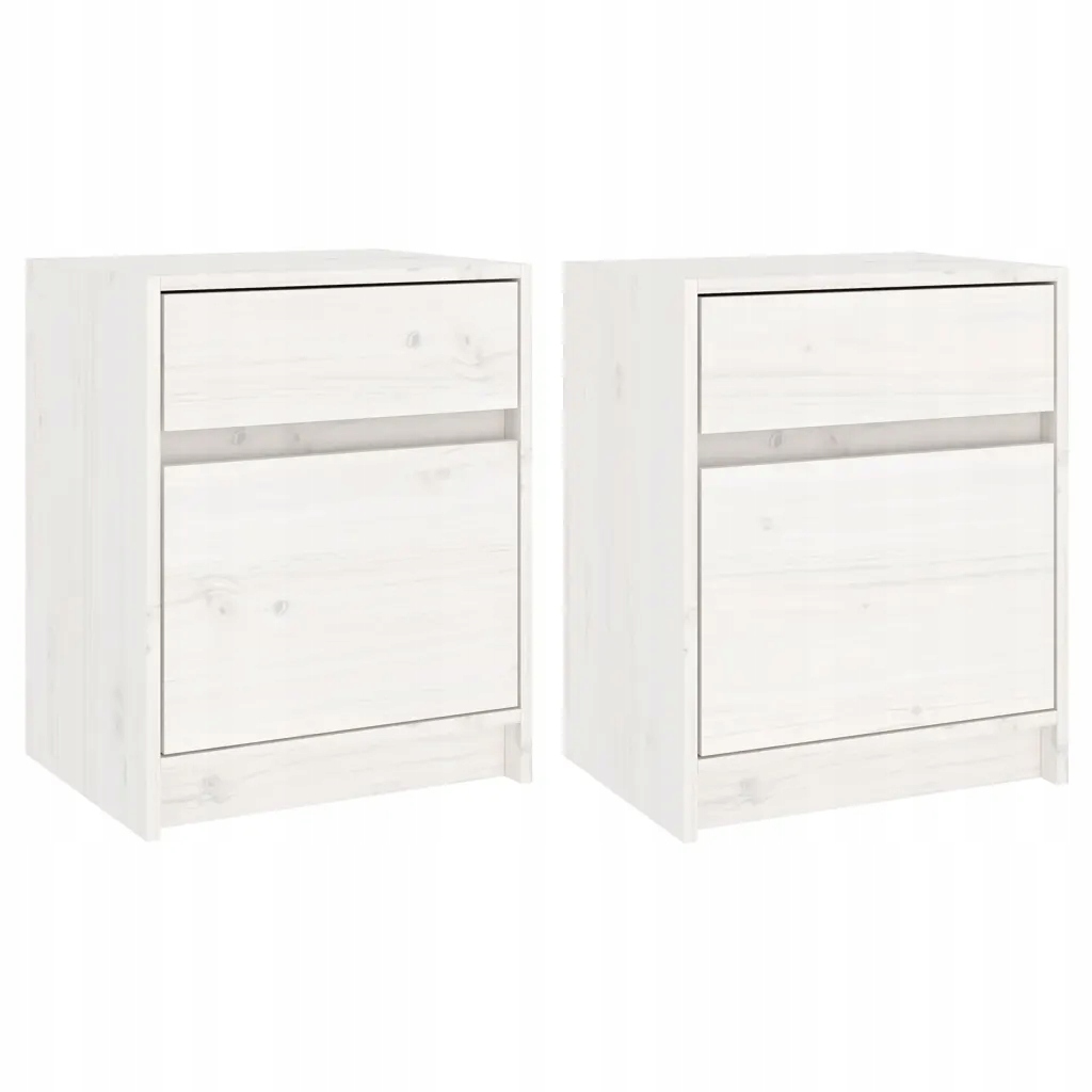 Noční stolek z masivního borovicového dřeva, bílý, 40x31x50 cm