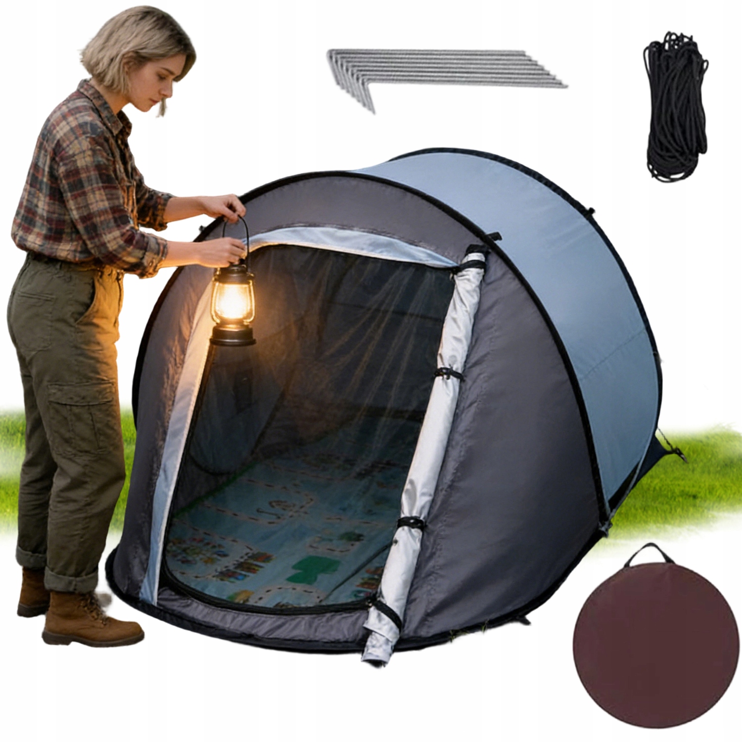 Stan Pro 1-2 Osoby Kempingový Turistický Dvoudveřový Obal Pop-up